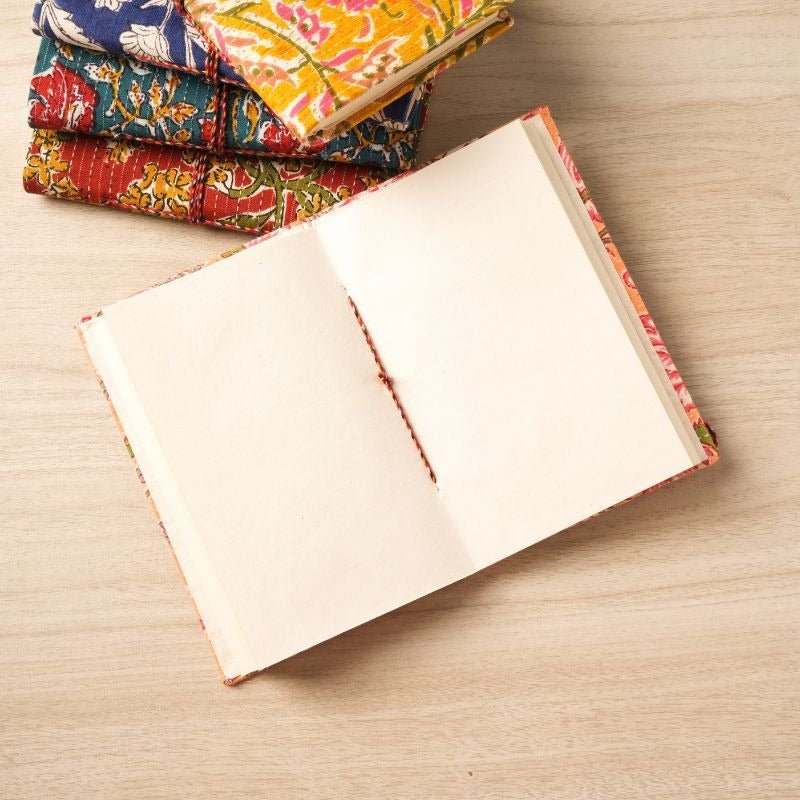 Hand - Block Printed Pocket Diary Set | Handmade Paper – Notebooks & Notepads by Ecokari available on Brown Living™. Set of 2 . SKU: EK017 - 3. Img 2.