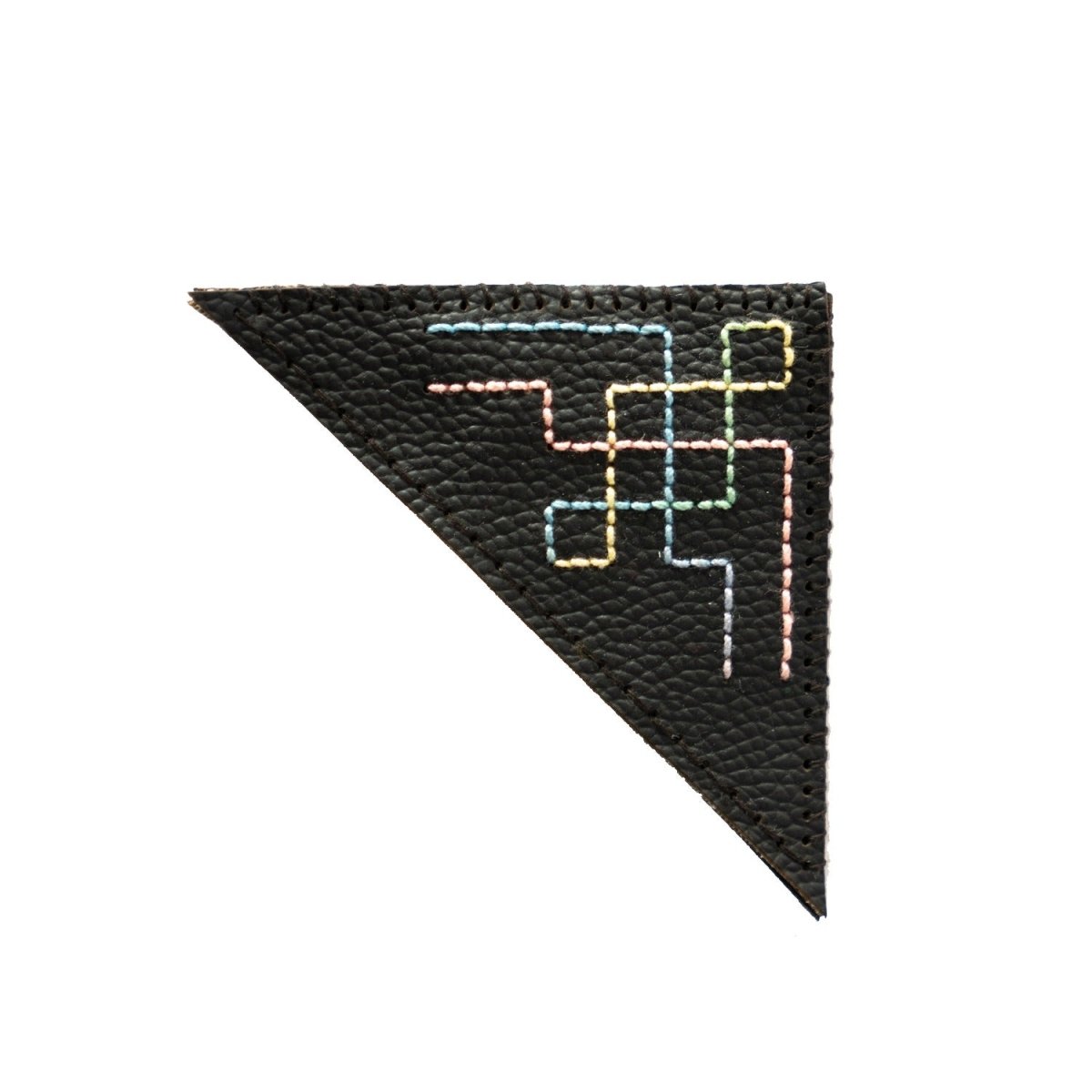 Hand Embroidered Corner Triangular Bookmark for Booklovers – Bookmarks on Brown Living™. SKU: BT001. Img 1.