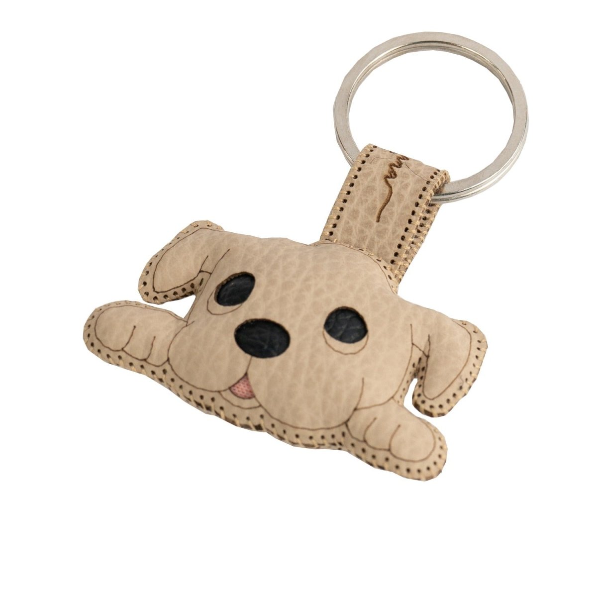 Handcrafted and Upcycled Puppy Dog Key Chain – Gift on Brown Living™. SKU: KC026. Img 1.