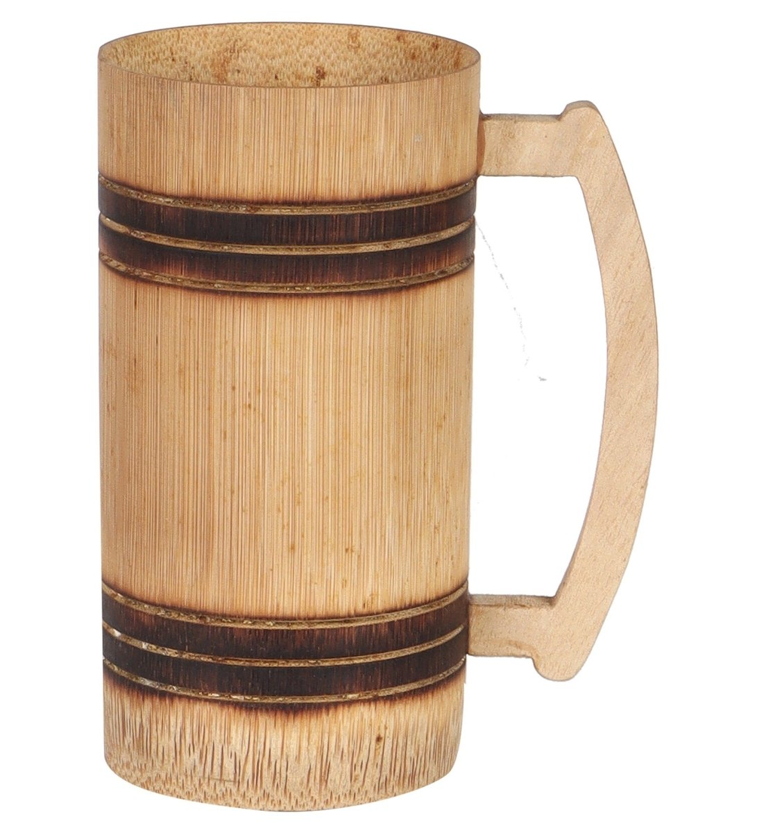 Handmade Bamboo Beer Mug - Smoked Finish and Plain Design (Set of 2) – Kitchen Organizers on Brown Living™. SKU: SK - BBM - PL - 02 - SF. Img 2.