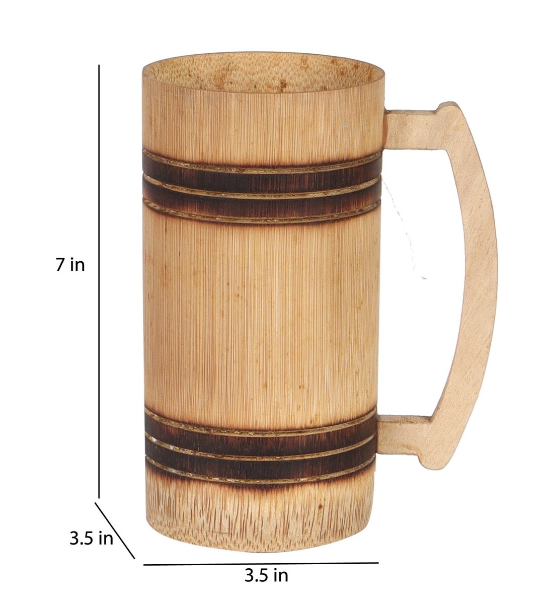 Handmade Bamboo Beer Mug - Smoked Finish and Plain Design (Set of 2) – Kitchen Organizers on Brown Living™. SKU: SK - BBM - PL - 02 - SF. Img 3.