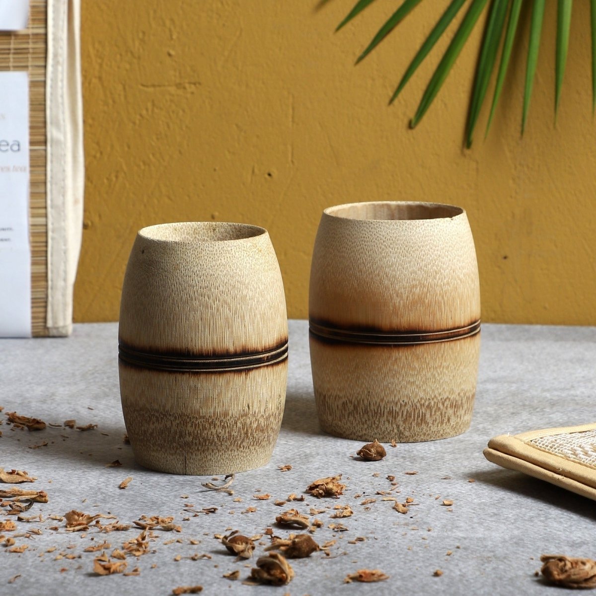 Handmade Bamboo Kulhad – Smoked Finish (Set of 2) – Kitchen Organizers on Brown Living™. SKU: SK - BKL - TC - 02 - SM. Img 1.