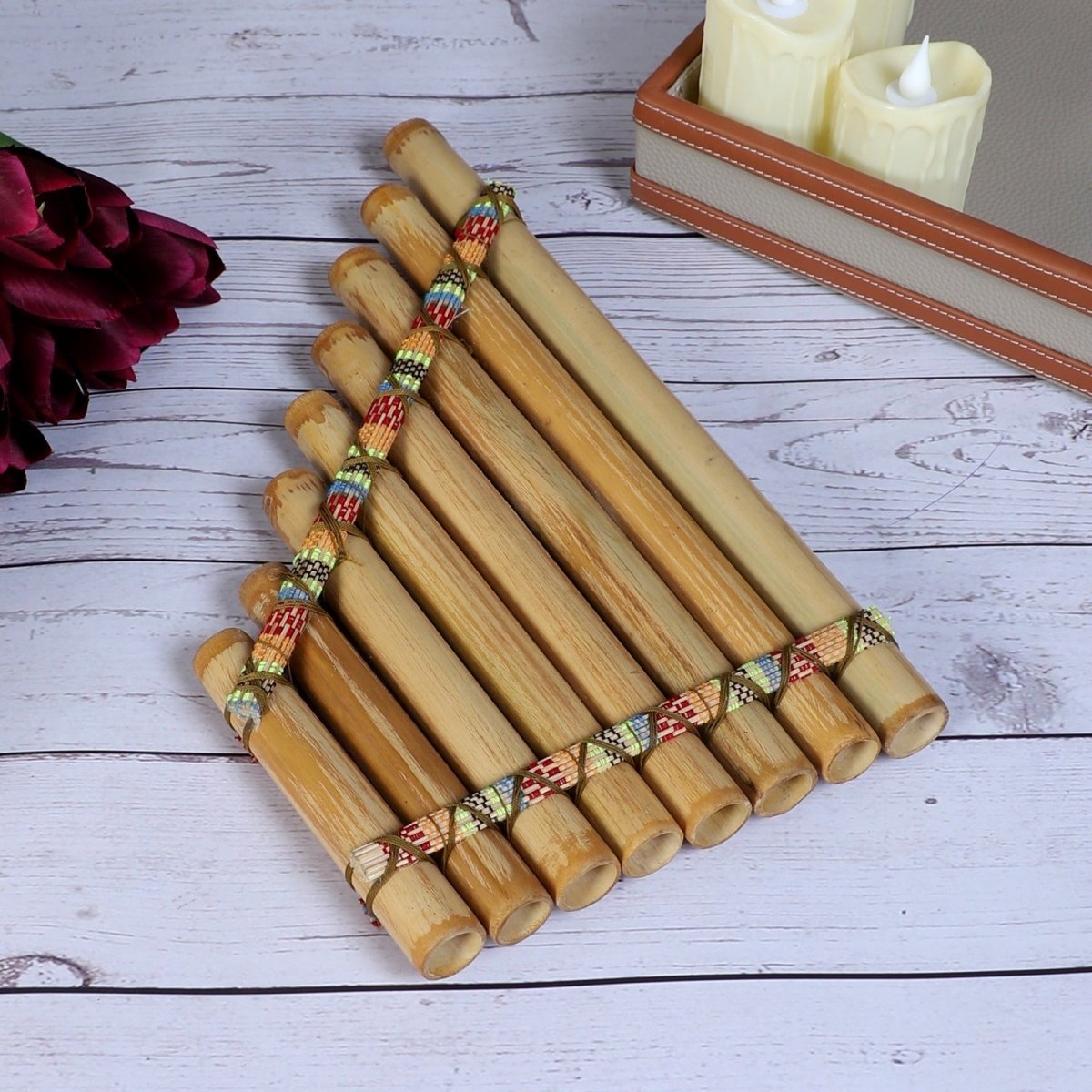 Handmade Bamboo Pan Flute – Musical Instruments on Brown Living™. SKU: SK - BPF - ND - 57 - NT. Img 1.