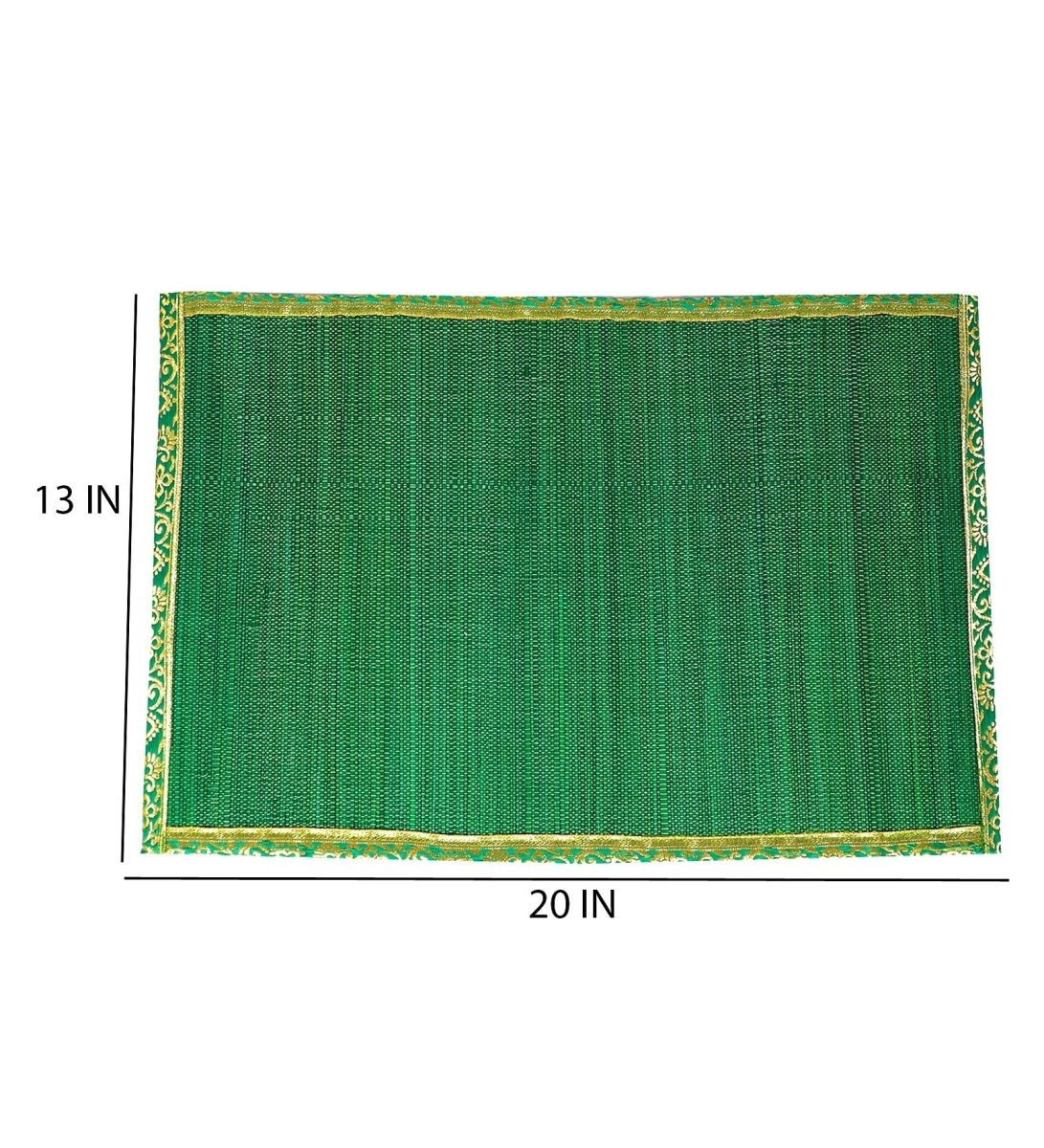 Handmade Bamboo Placemats | Zari Border – Set of 6 – Table Linens on Brown Living™. SKU: SK - BPM - FS - 06 - GR. Img 2.