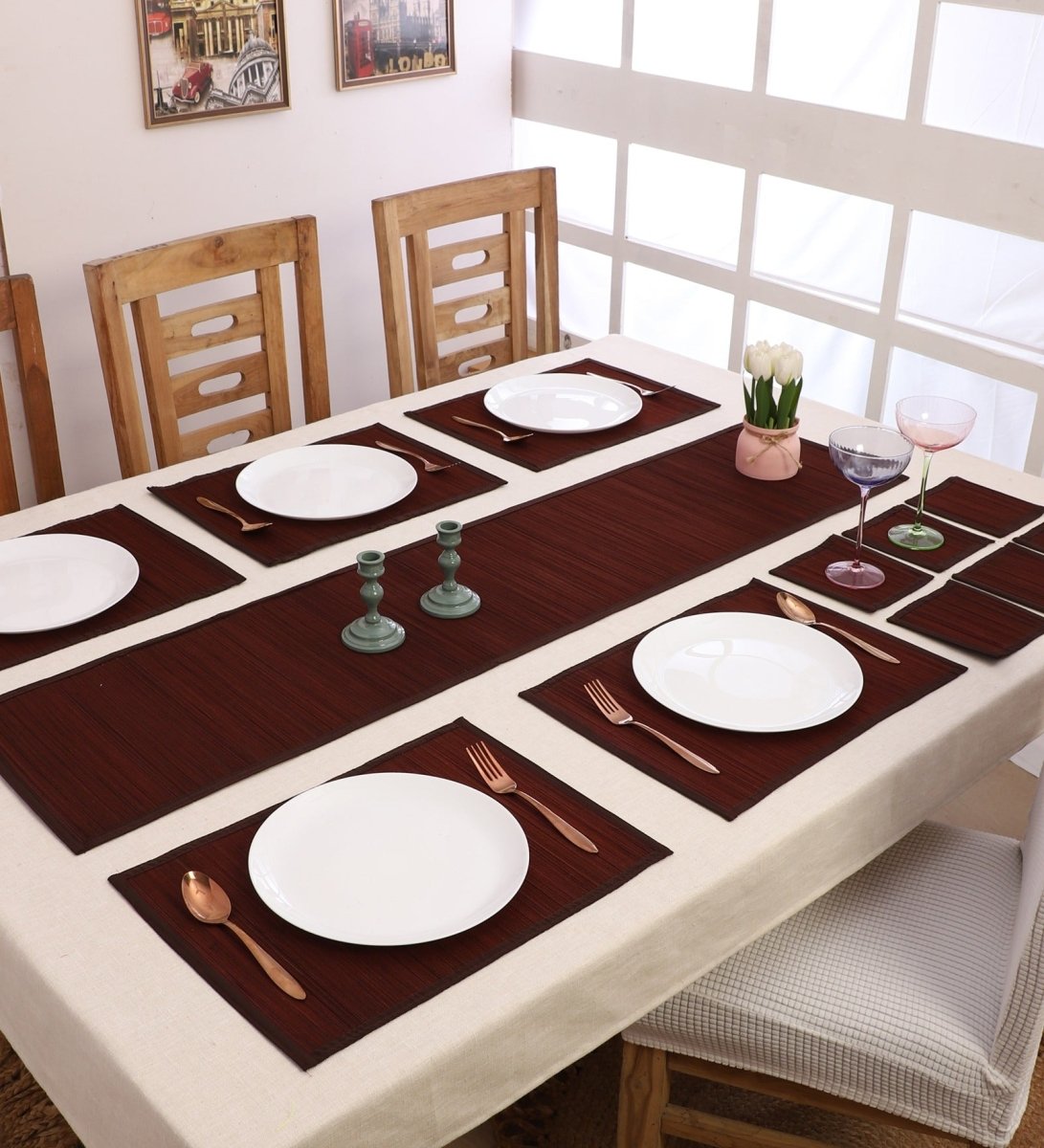 Handmade Bamboo Plain Dining Mat – Set of 13 – Table Linens on Brown Living™. SKU: SK - BDM - RG - 13 - BR. Img 7.