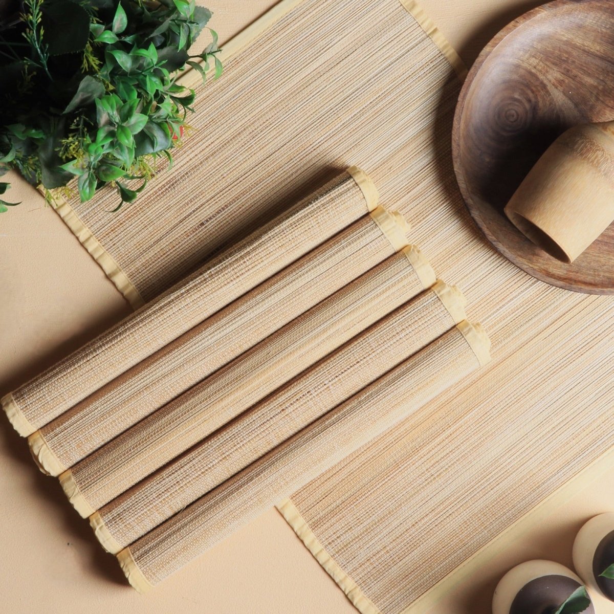 Handmade Bamboo Plain Placemats – Set of 6 – Table Linens on Brown Living™. SKU: SK - BPM - RG - 06 - BG. Img 3.