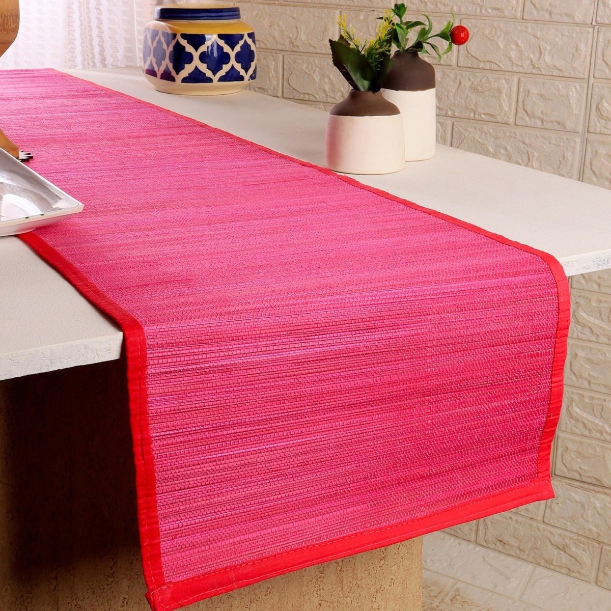 Handmade Bamboo Plain Table Runner – Table Linens on Brown Living™. SKU: SK - BTR - RG - 01 - PK. Img 1.