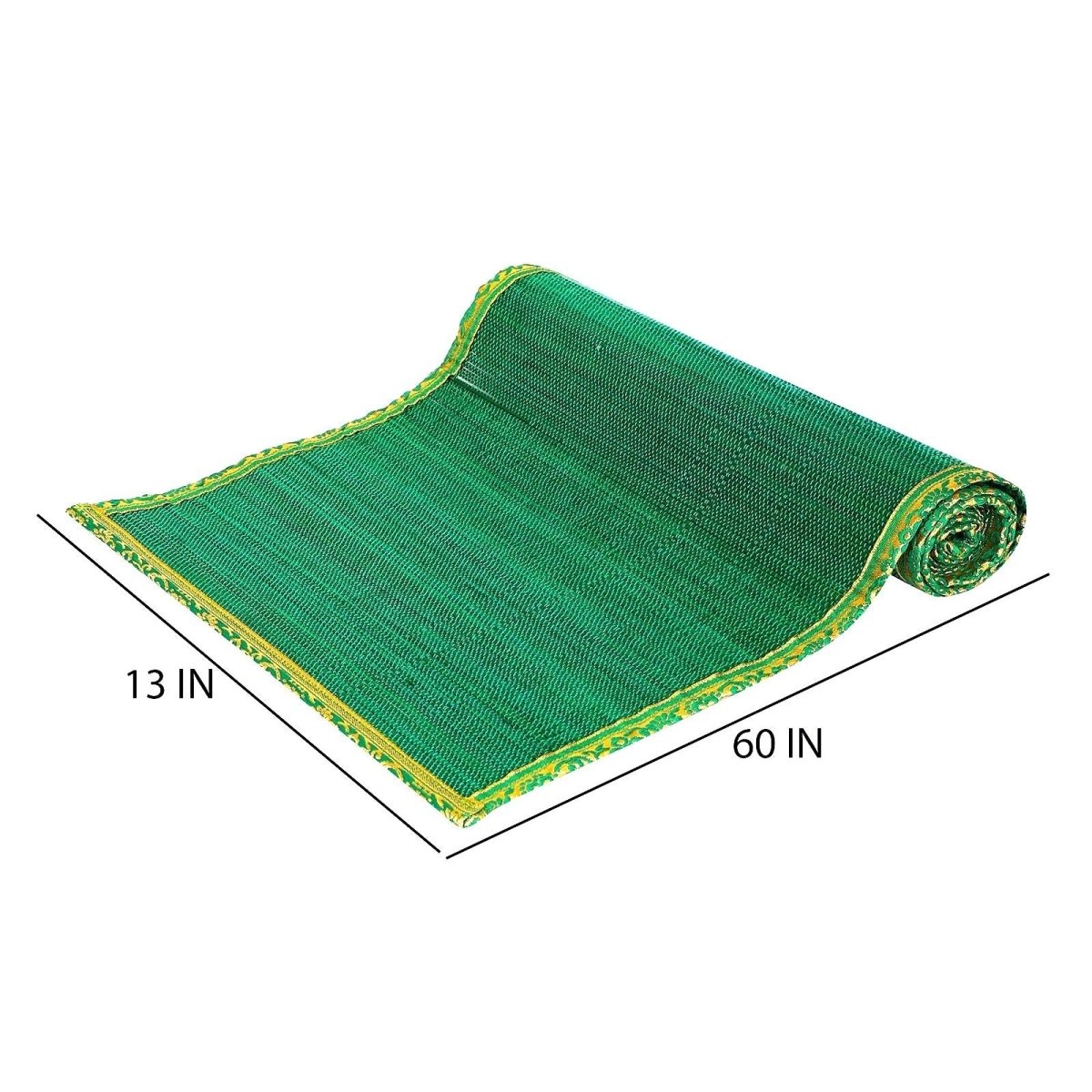 Handmade Bamboo Table Runner With Zari Border – Table Linens on Brown Living™. SKU: SK - BTR - FS - 01 - GR. Img 4.