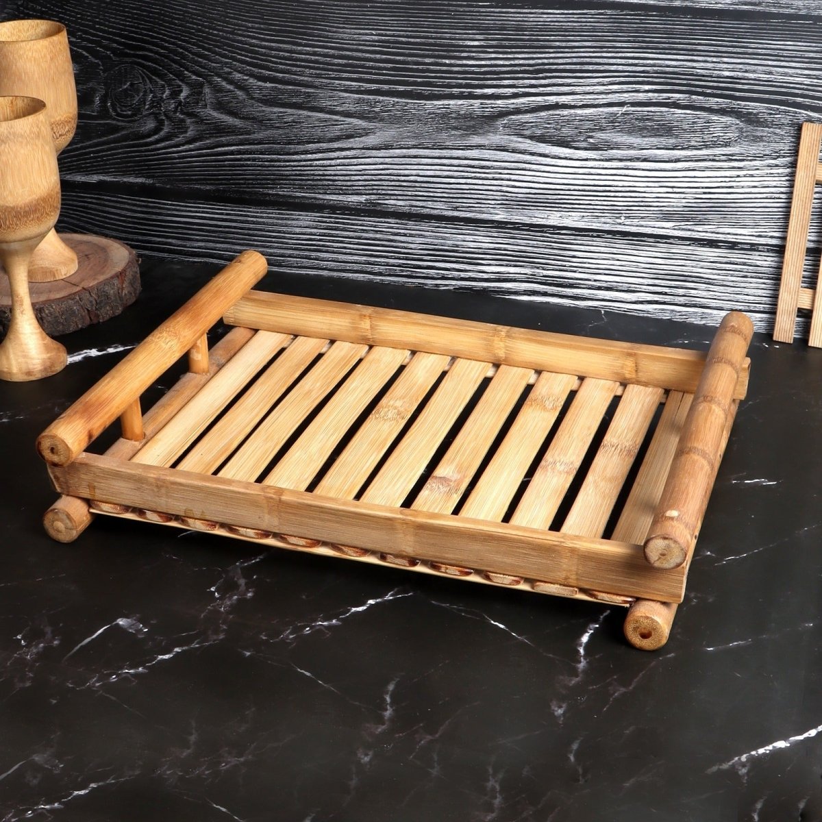 Handmade Bamboo Tray – Kitchen Organizers on Brown Living™. SKU: SK - BTR - ST - 01 - NT. Img 1.