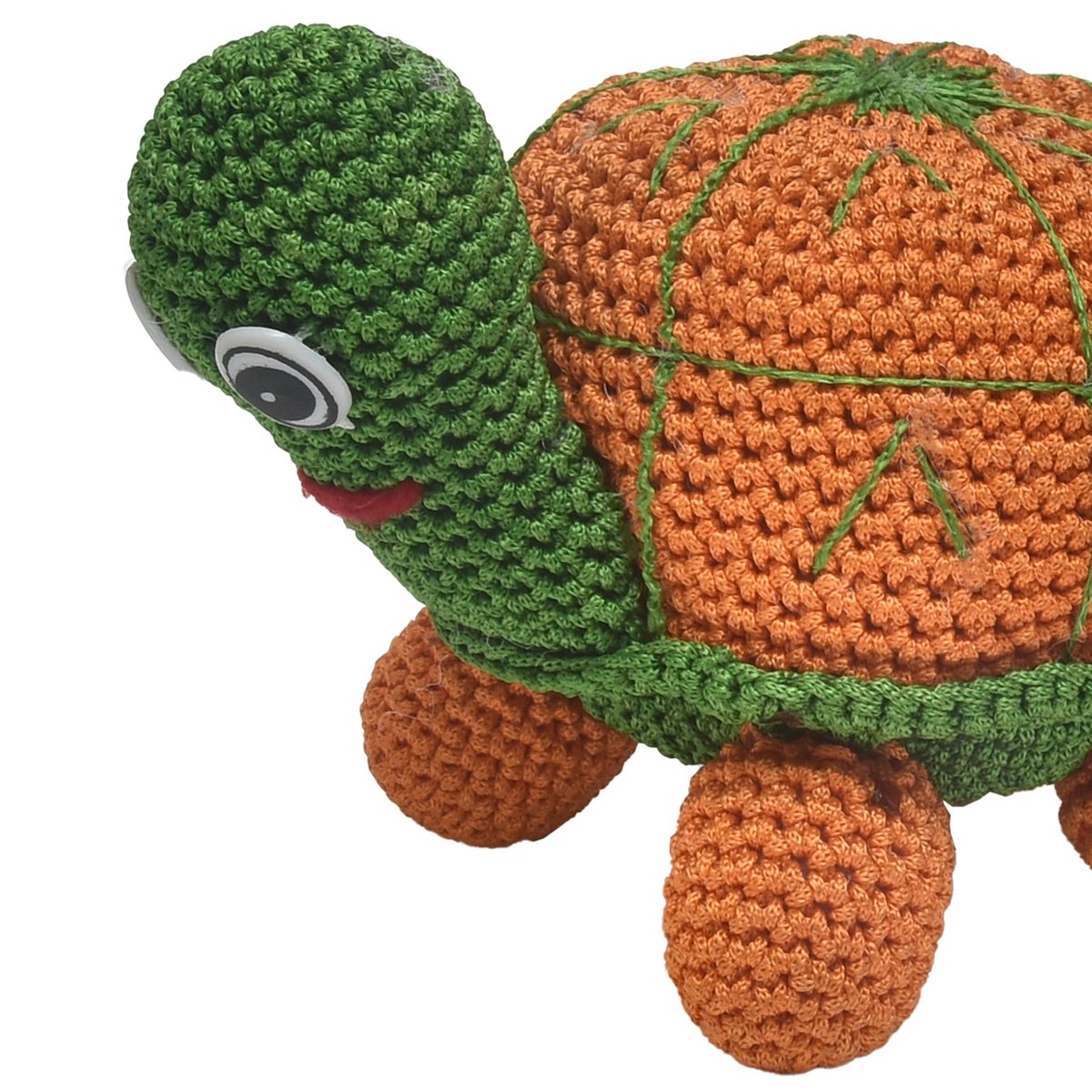 Handmade Orange Crochet Tortoise Soft Toy For Babies | Verified Sustainable by Brown Living™