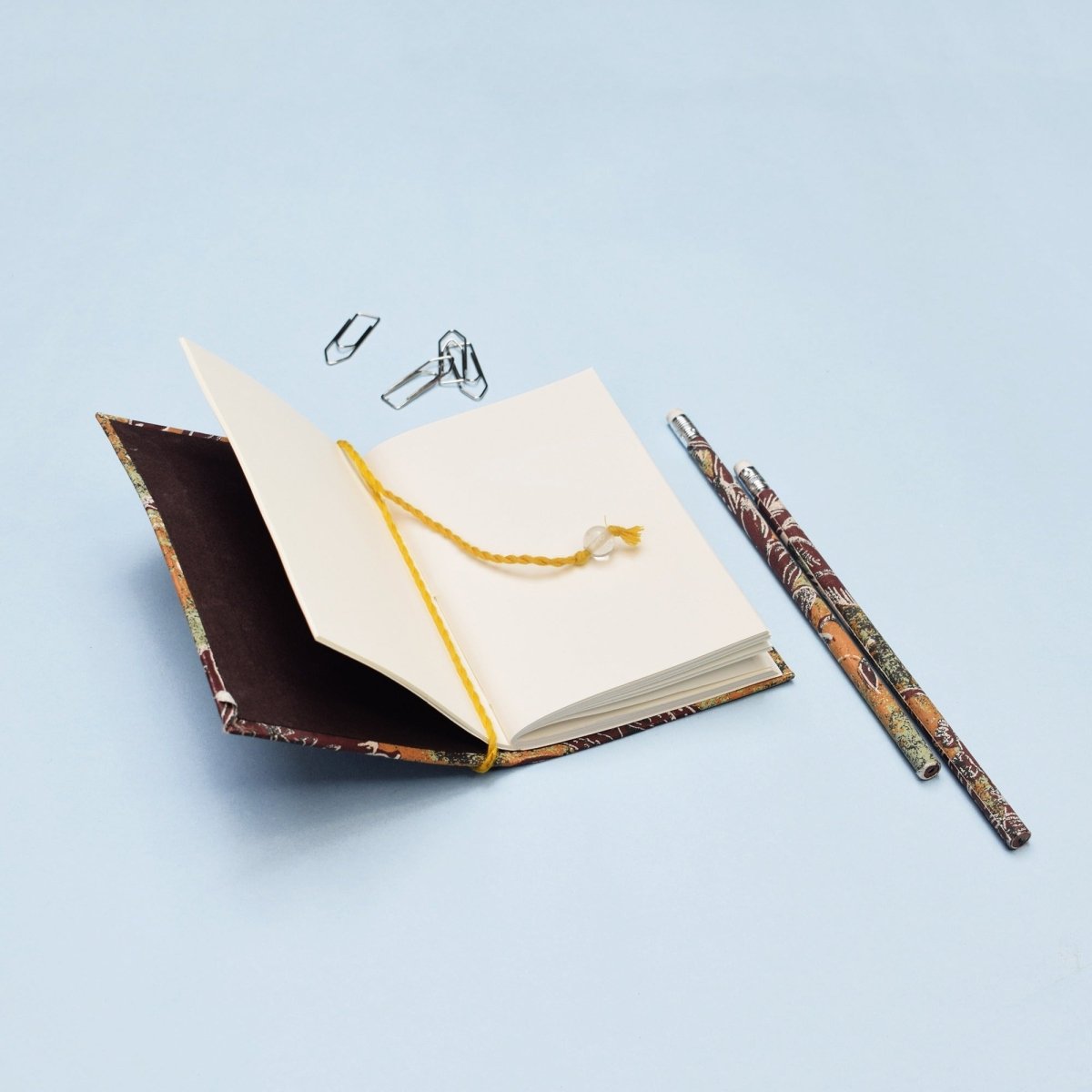 Handmade Rustic Floral Pocket Diary & Sustainable Pencils Set – Stationary on Brown Living™. SKU: MJ00017ST. Img 3.