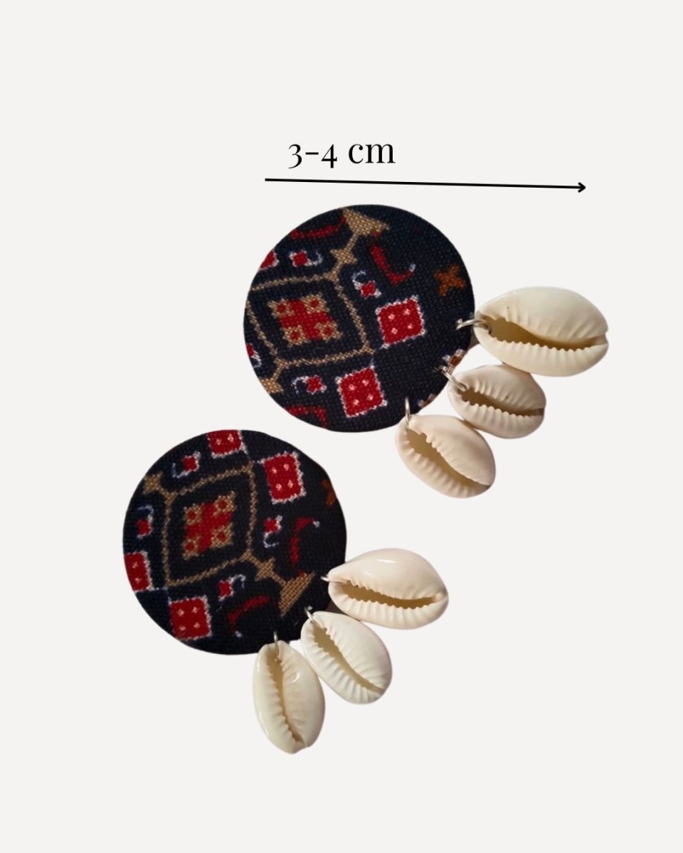 Handprinted Shell Studs for Minimal Styling – Womens earrings by The serene by Rainvas available on Brown Living™. . SKU: RVS - SER - EAR - 108. Img 6.