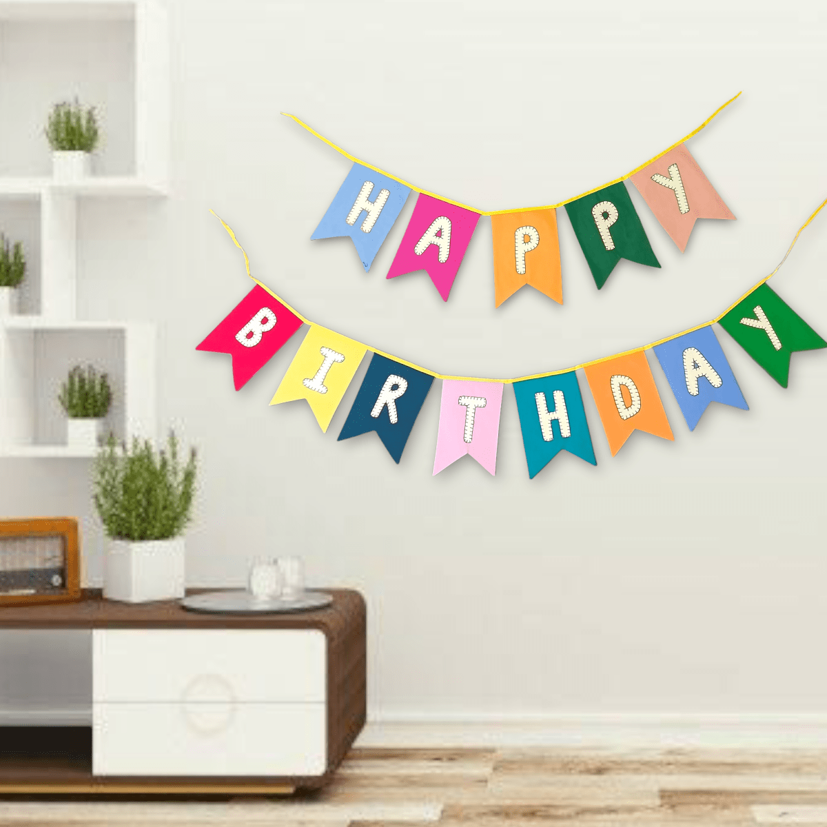 Happy Birthday Swallowtail Flag Bunting – Wall Decor by USE ME WORKS available on Brown Living™. . SKU: UMW - BUNTING - HB - ST - 01. Img 5.