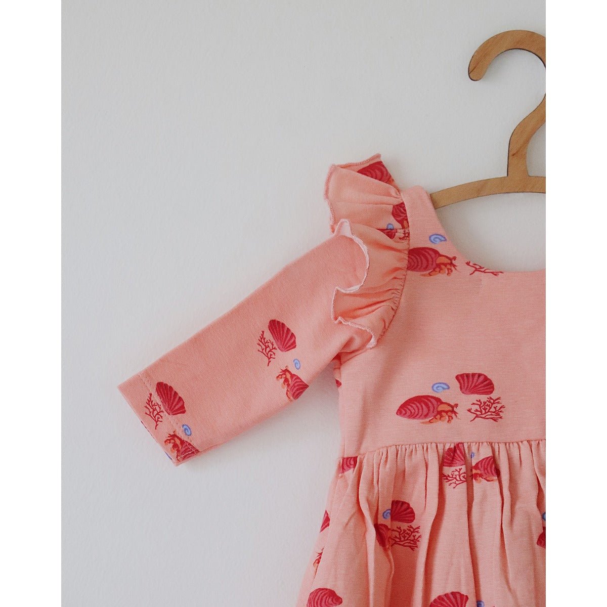 Hermit Crab Breathable Cotton Baby Dress – Organic Ruffle Style | Verified Sustainable by Brown Living™