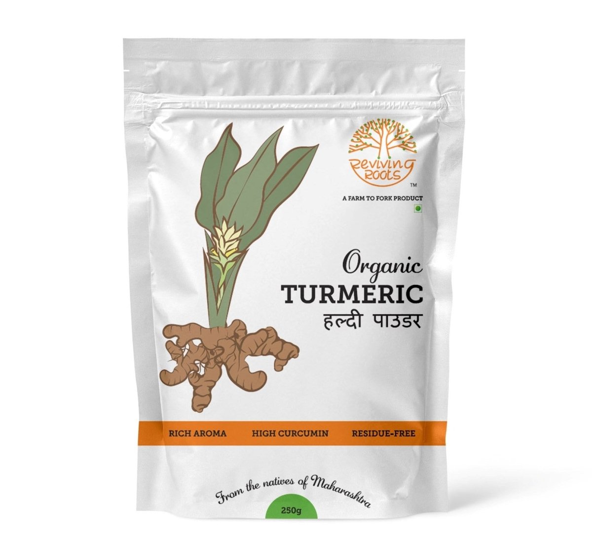High Curcumin Organic Turmeric Powder - 250g Pouch – Seasonings & Spices on Brown Living™. SKU: organic - turmeric - powder - 250g - pouch. Img 2.