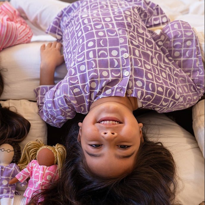 I Want to Be Like Grandpa Kurta Pajama Set - Purple Moon Chase – Kids Pajamas on Brown Living™. SKU: N7DK623. Img 4.