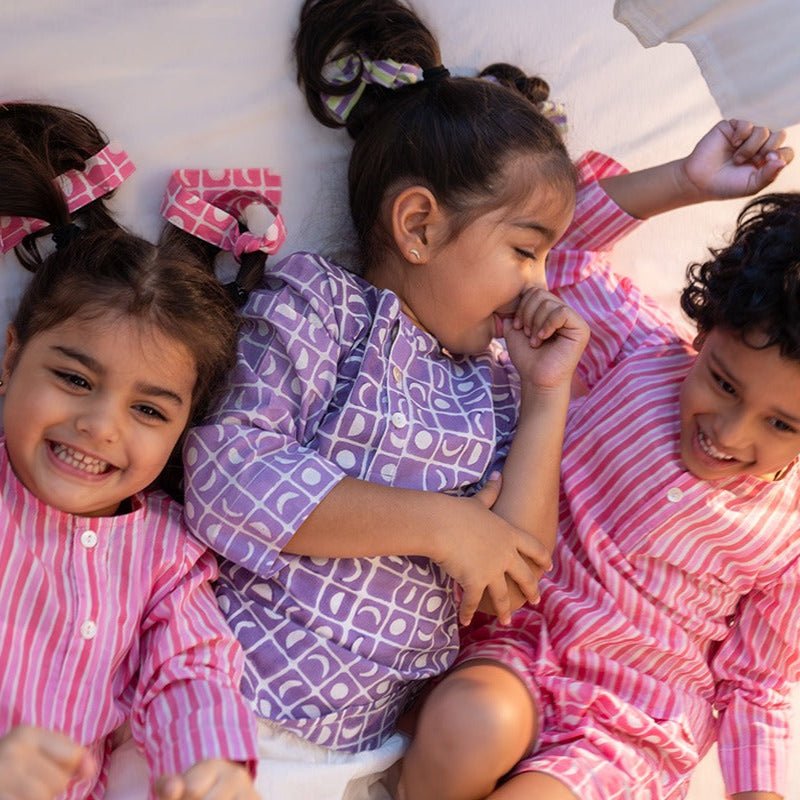 I Want to Be Like Grandpa Kurta Pajama Set - Purple Moon Chase – Kids Pajamas on Brown Living™. SKU: N7DK623. Img 3.