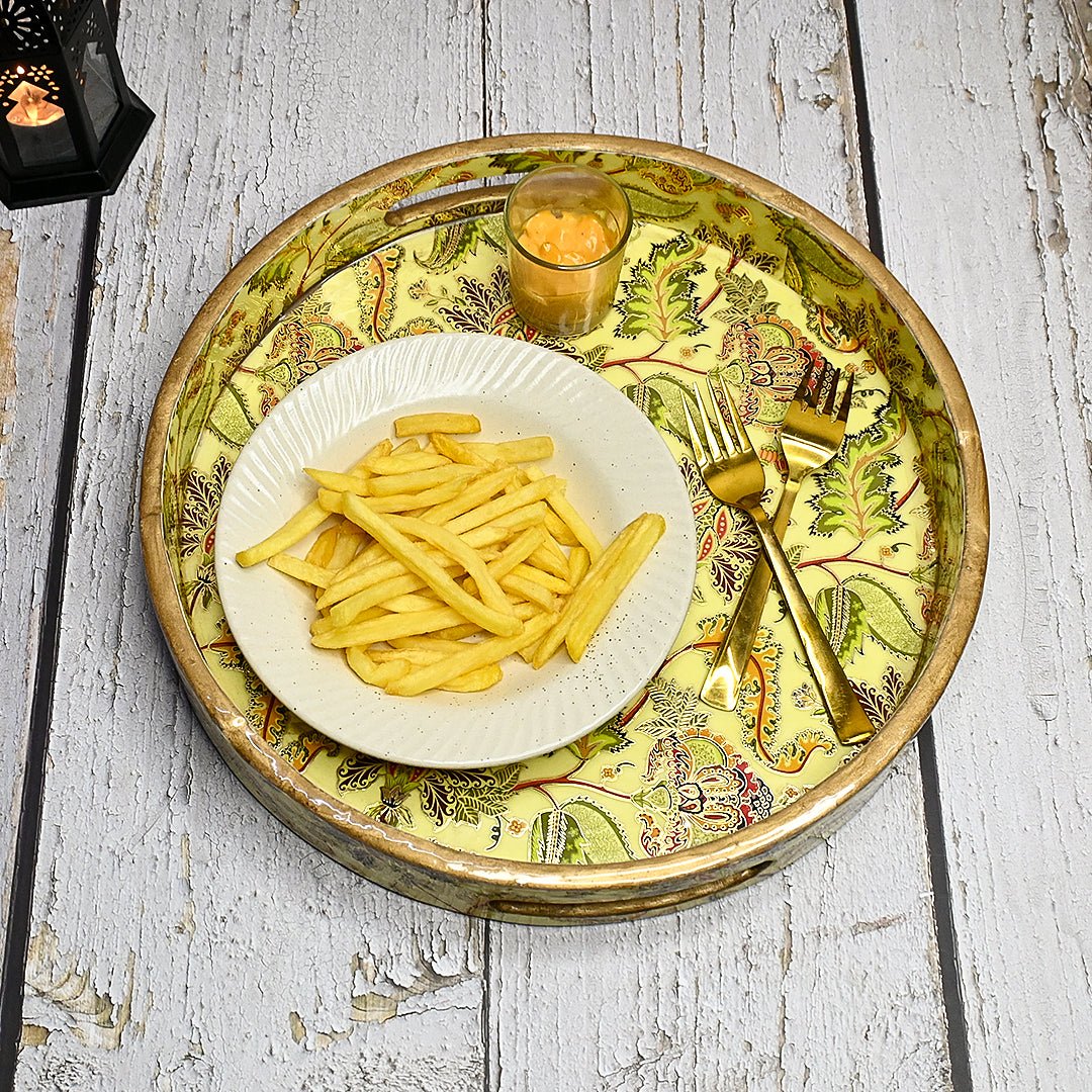Gold Foil Round Tray - Set of 3 – Home Decor on Brown Living™. SKU: MJ00142TYX. Img 2.