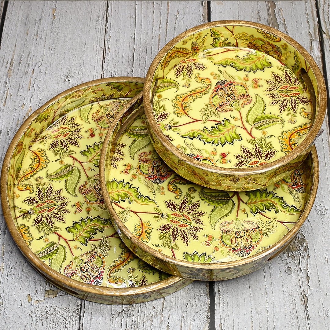 Gold Foil Round Tray - Set of 3 – Home Decor on Brown Living™. SKU: MJ00142TYX. Img 1.