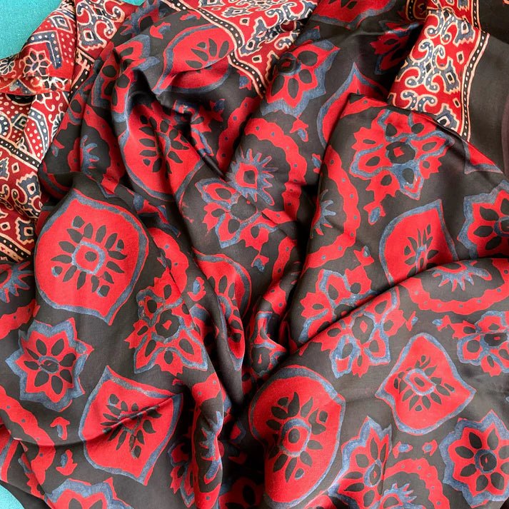 Indigo Ajrakh silk dupatta – by Forsarees available on Brown Living™. . SKU: K738. Img 2.