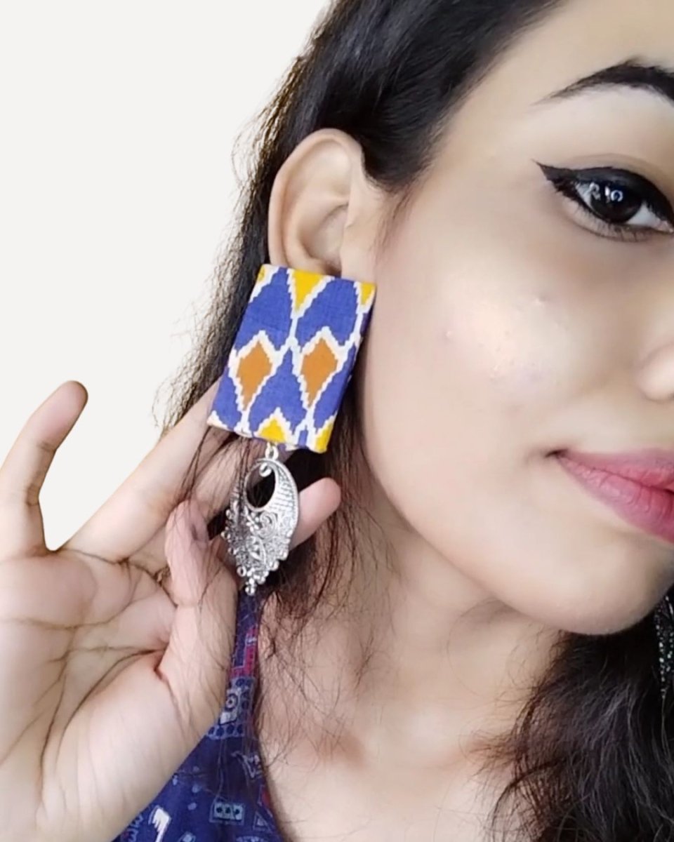 Indigo Block Earrings for Craft - Led Looks – Womens earrings by The serene by Rainvas available on Brown Living™. . SKU: RVS - SER - EAR - 55. Img 2.