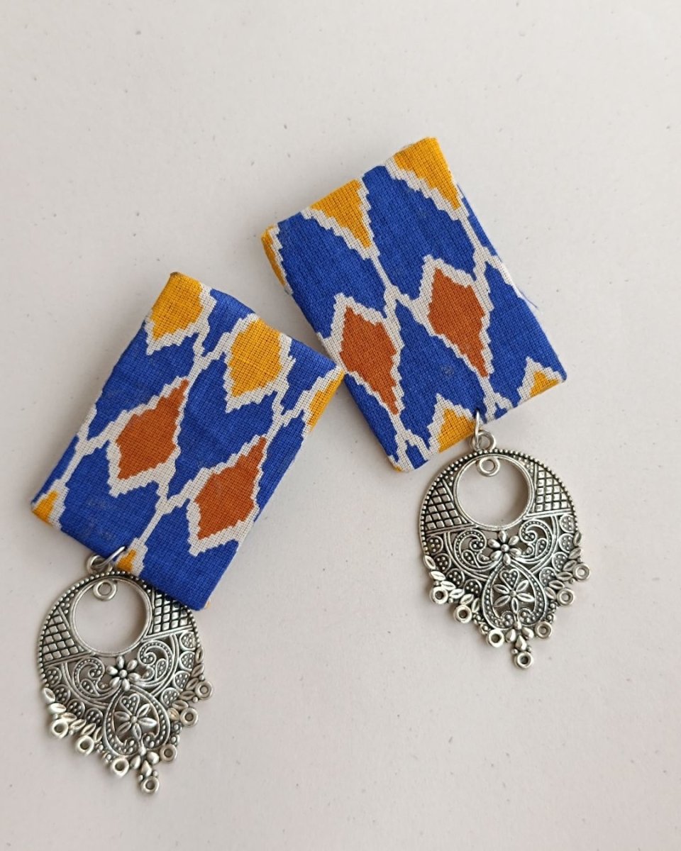 Indigo Block Earrings for Craft - Led Looks – Womens earrings by The serene by Rainvas available on Brown Living™. . SKU: RVS - SER - EAR - 55. Img 3.