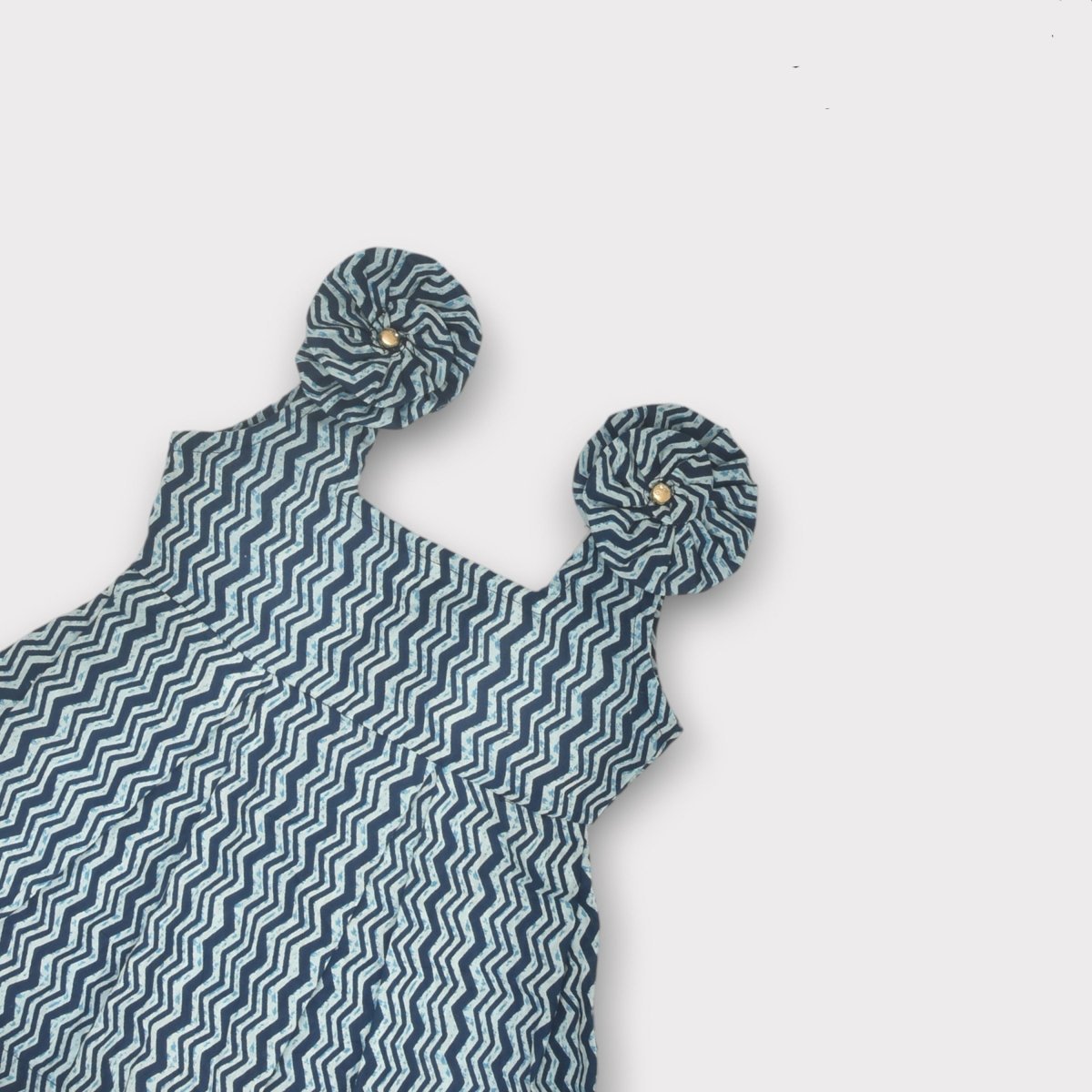 Indigo Printed Cotton Baby Dress with Wave Design | Verified Sustainable by Brown Living™