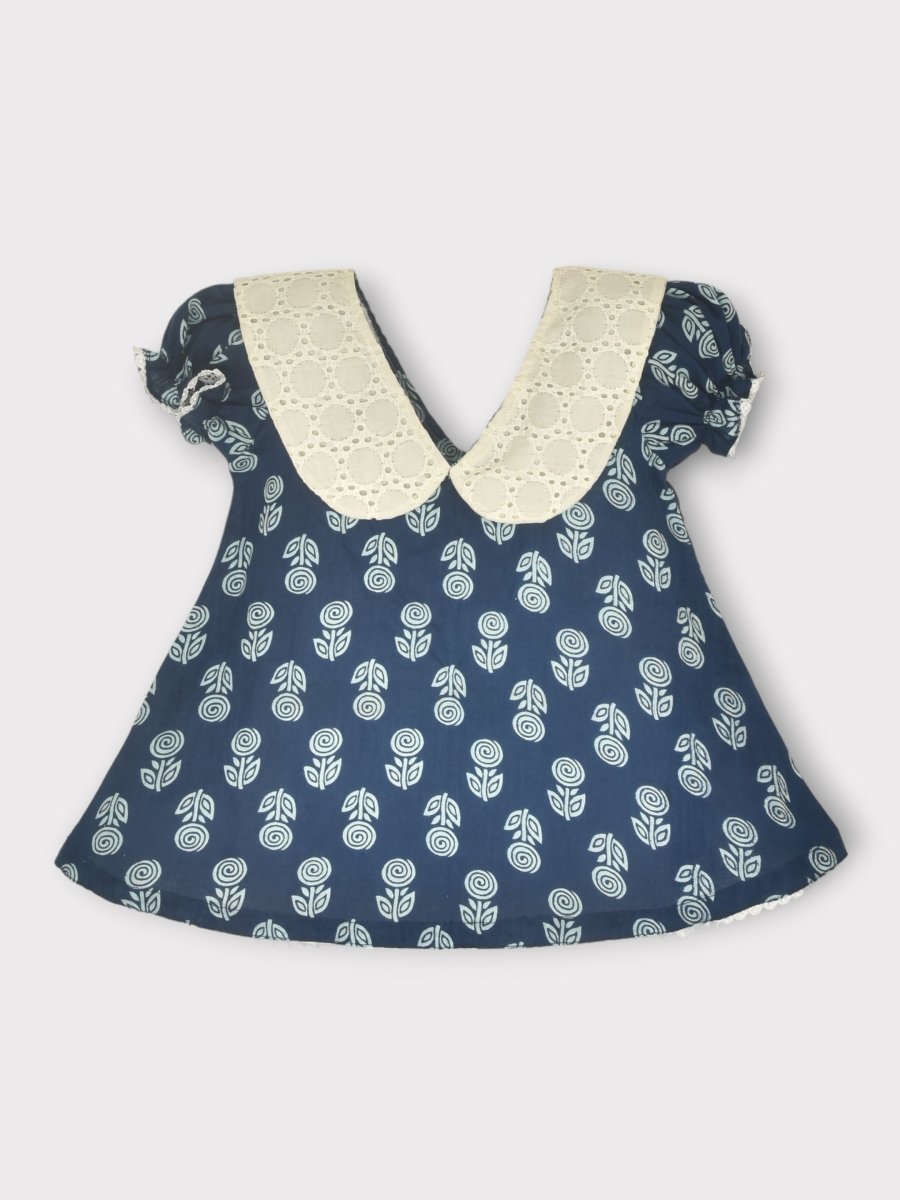 Indigo Pure Cotton Printed Baby Dress Combo - Set of 2 – Kids Frocks & Dresses by Stotra available on Brown Living™. Large . SKU: STRCOTPRIFROCOM04 - L. Img 12.