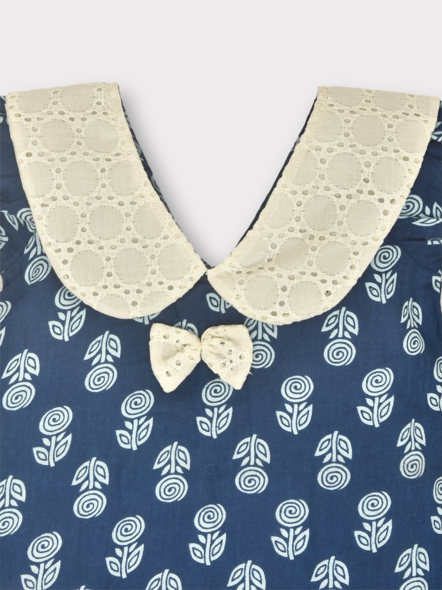 Indigo Pure Cotton Printed Baby Dress Combo - Set of 2 – Kids Frocks & Dresses by Stotra available on Brown Living™. Large . SKU: STRCOTPRIFROCOM04 - L. Img 17.
