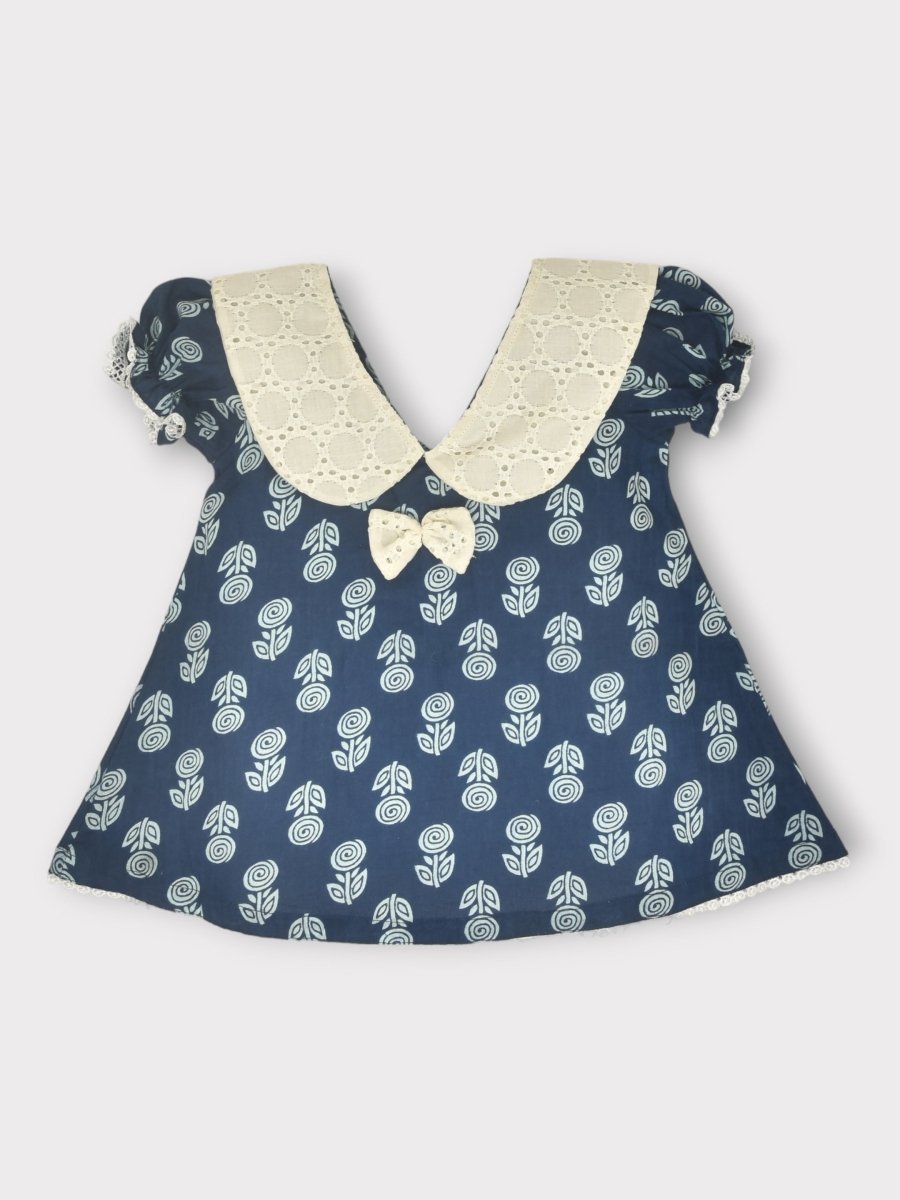 Indigo Pure Cotton Printed Baby Dress Combo - Set of 2 – Kids Frocks & Dresses by Stotra available on Brown Living™. Large . SKU: STRCOTPRIFROCOM04 - L. Img 18.