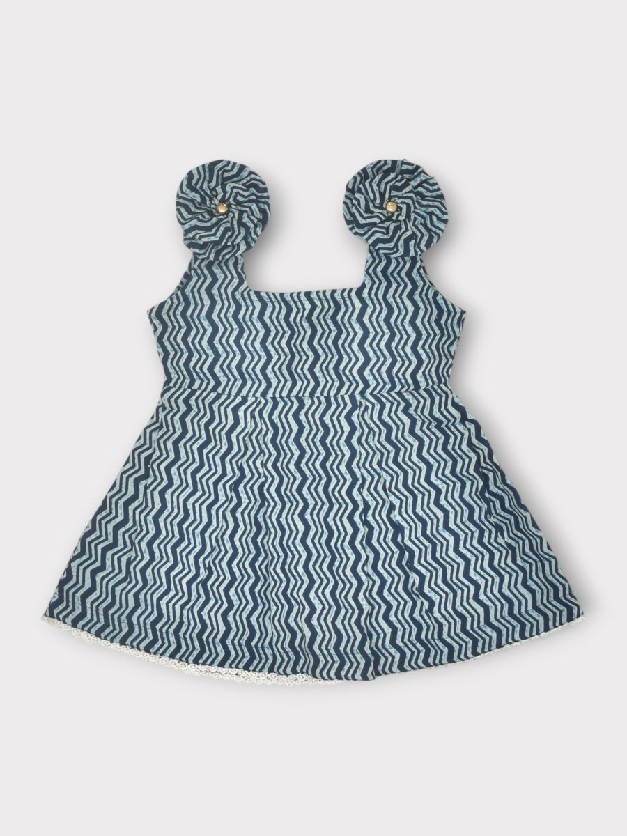 Indigo Pure Cotton Printed Baby Dress Combo - Set of 2 – Kids Frocks & Dresses by Stotra available on Brown Living™. Large . SKU: STRCOTPRIFROCOM04 - L. Img 26.