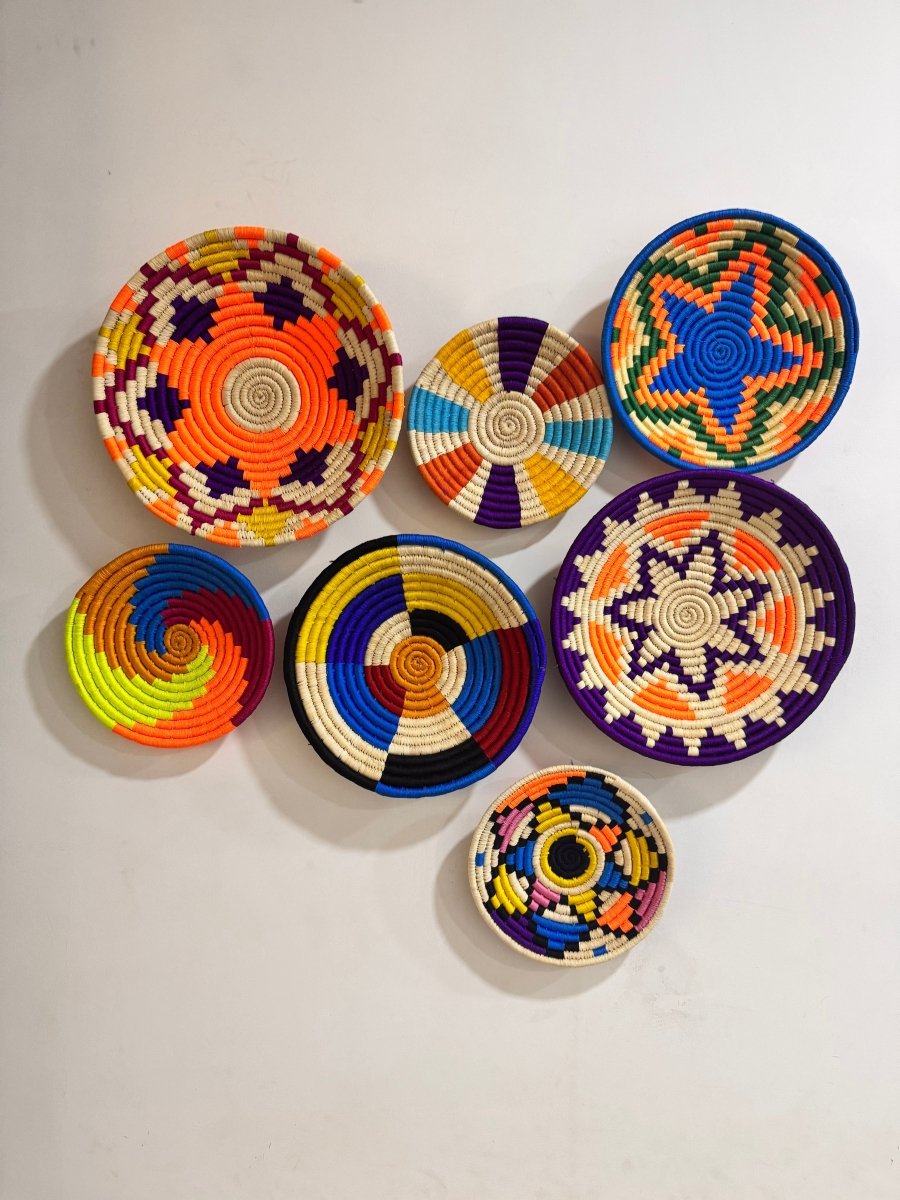 Kaleidoscope Circles Basket – Round, Colorful, Woven Design (Set of 7) | Verified Sustainable by Brown Living™