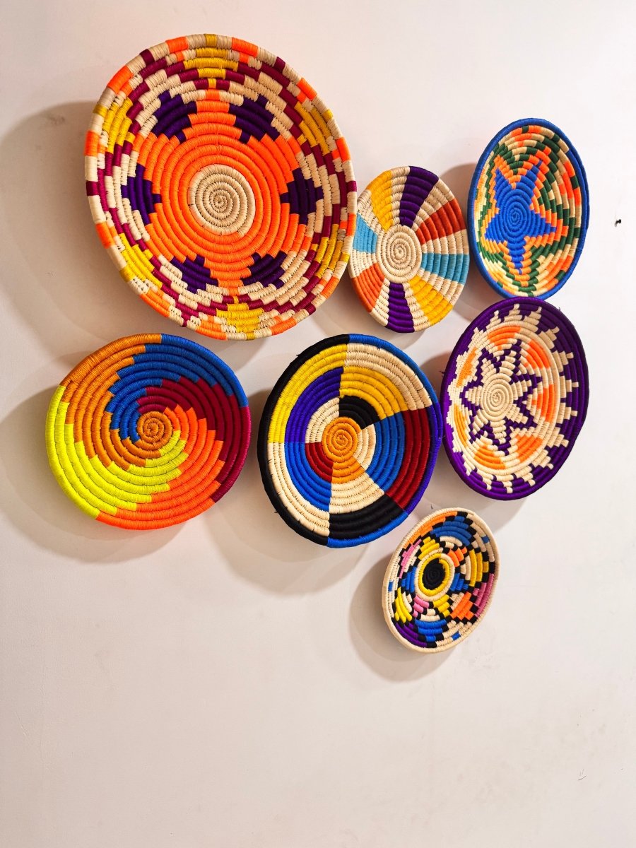 Kaleidoscope Circles Basket – Round, Colorful, Woven Design (Set of 7) | Verified Sustainable by Brown Living™