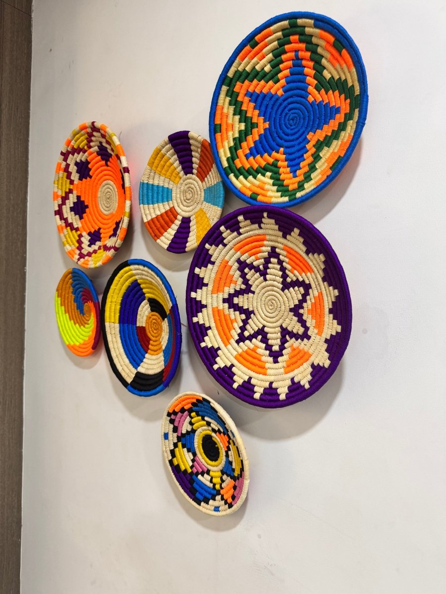 Kaleidoscope Circles Basket – Round, Colorful, Woven Design (Set of 7) | Verified Sustainable by Brown Living™