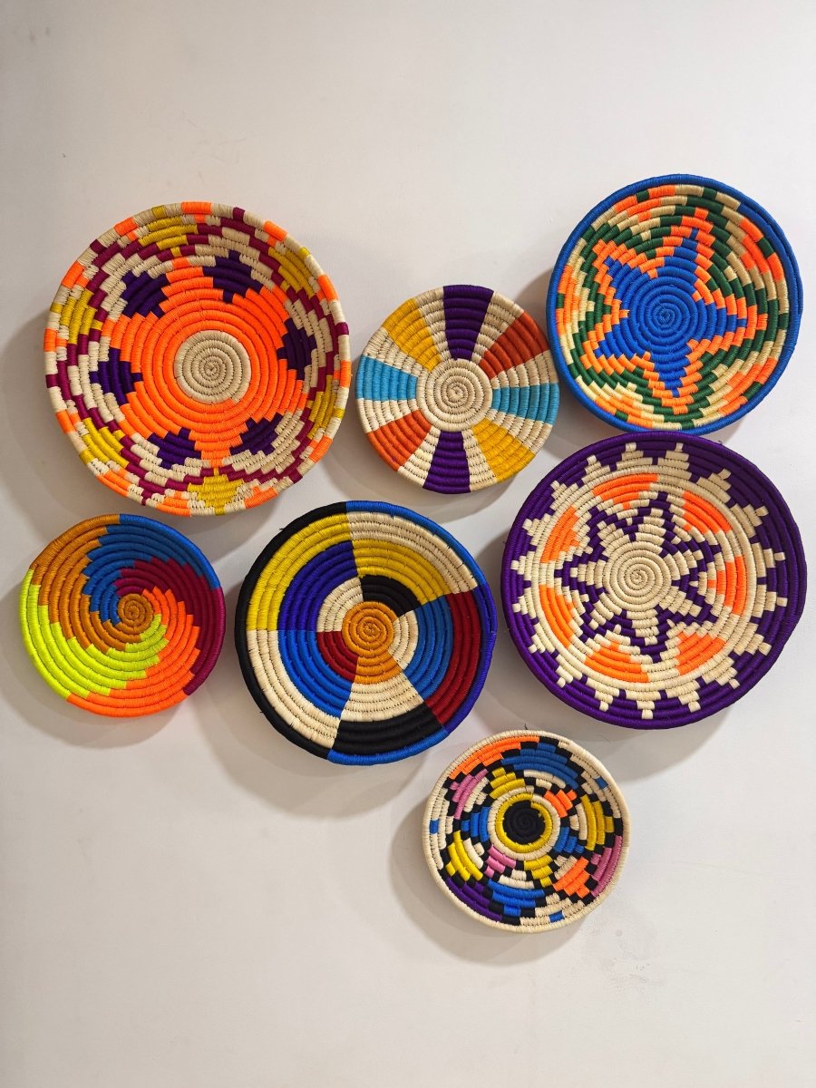 Kaleidoscope Circles Basket – Round, Colorful, Woven Design (Set of 7) | Verified Sustainable by Brown Living™