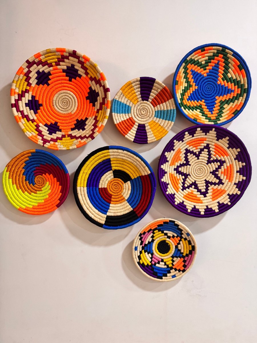 Kaleidoscope Circles Basket – Round, Colorful, Woven Design (Set of 7) | Verified Sustainable by Brown Living™