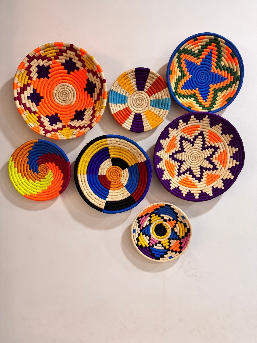 Kaleidoscope Circles Basket – Round, Colorful, Woven Design (Set of 7) | Verified Sustainable by Brown Living™