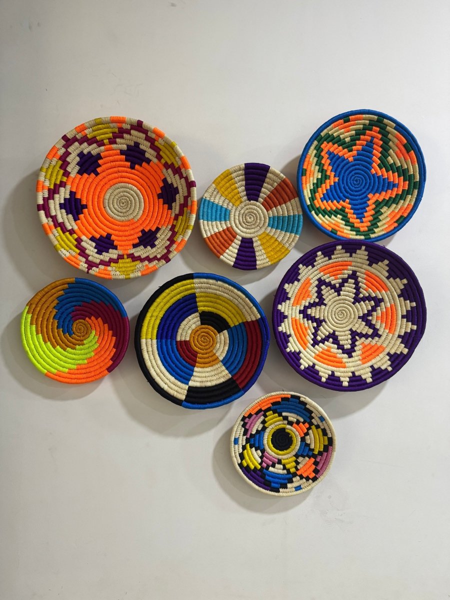 Kaleidoscope Circles Basket – Round, Colorful, Woven Design (Set of 7) | Verified Sustainable by Brown Living™