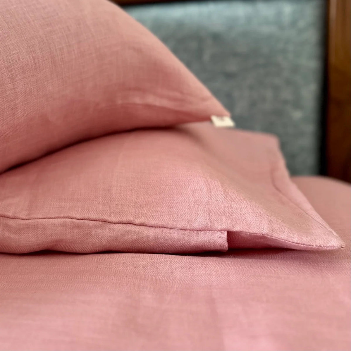 King Size Pastel Pink Hemp Bedsheet Set - Bhinasaar | Verified Sustainable by Brown Living™