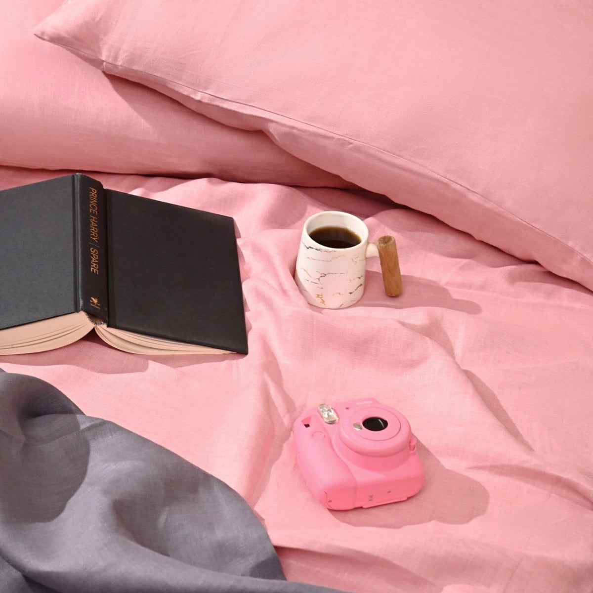 King Size Pastel Pink Hemp Bedsheet Set - Bhinasaar | Verified Sustainable by Brown Living™