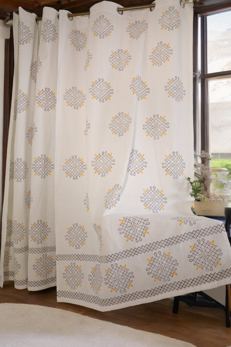 Kollam Cotton Door Curtain 7 X4 ft (Set of 2) | Verified Sustainable by Brown Living™
