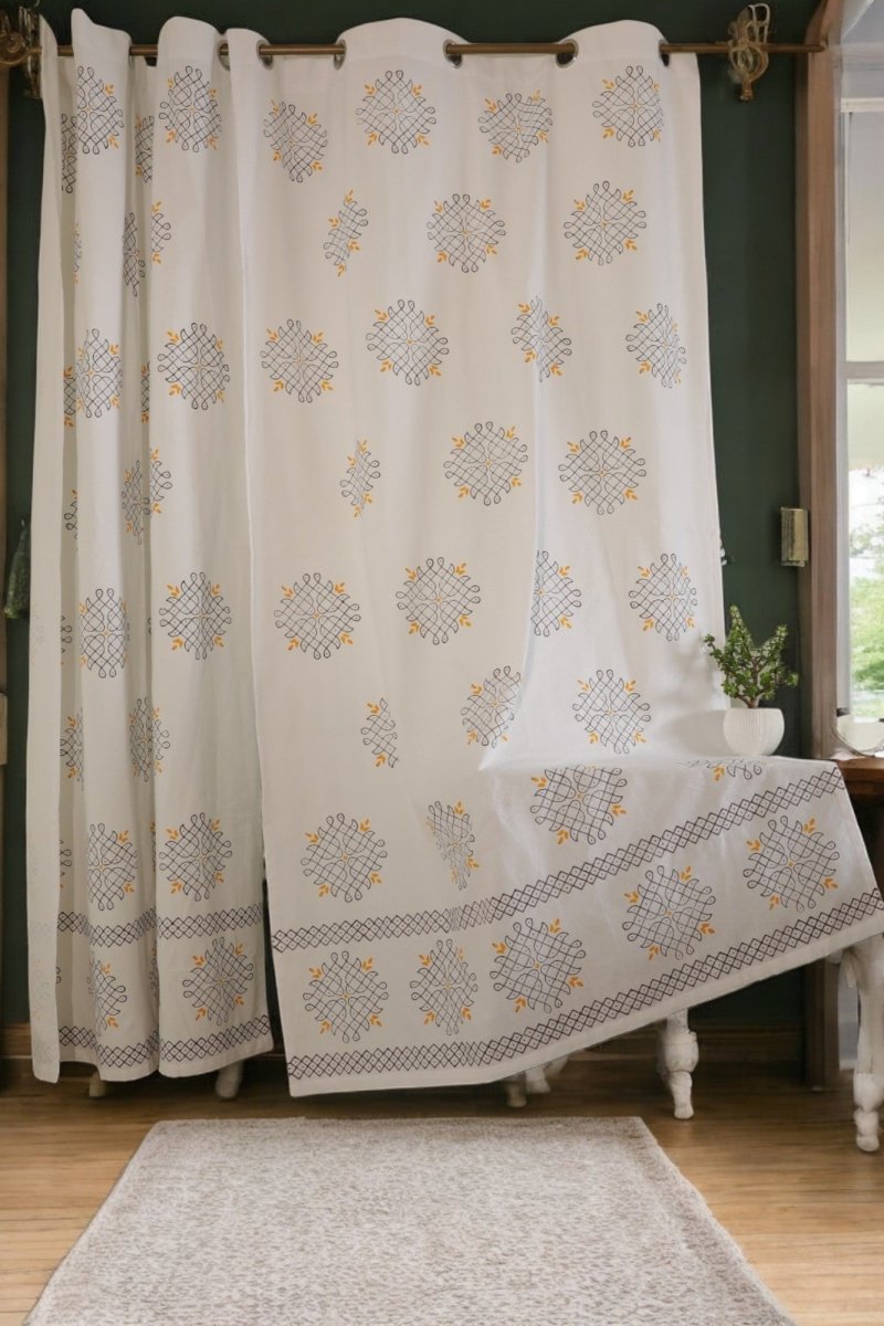Kollam Cotton Door Curtain 7 X4 ft (Set of 2) | Verified Sustainable by Brown Living™