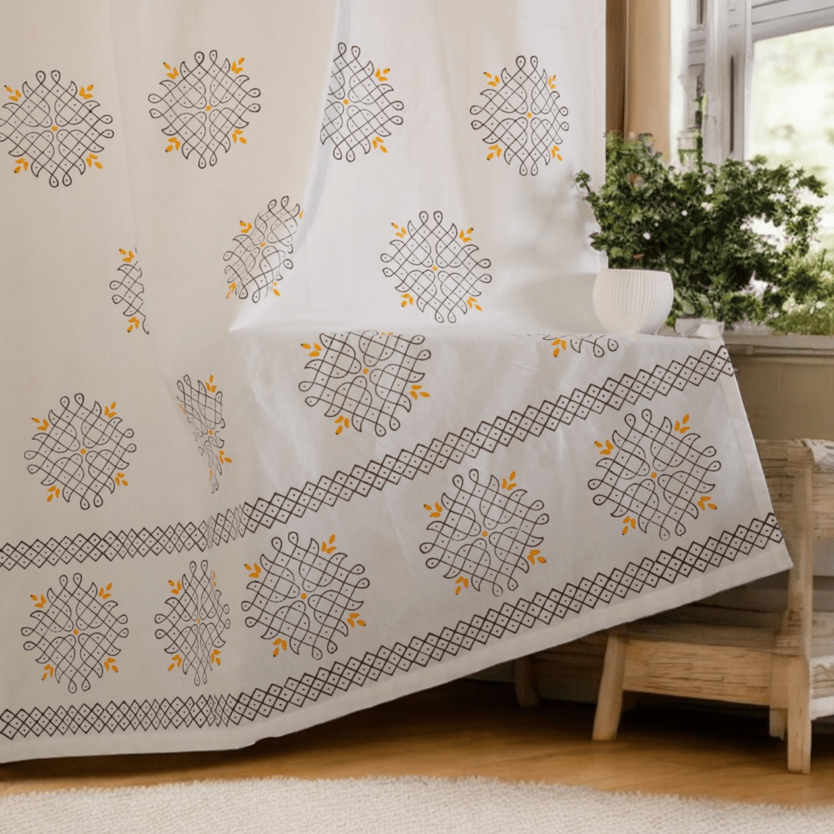 Kollam Cotton Door Curtain 7 X4 ft (Set of 2) | Verified Sustainable by Brown Living™