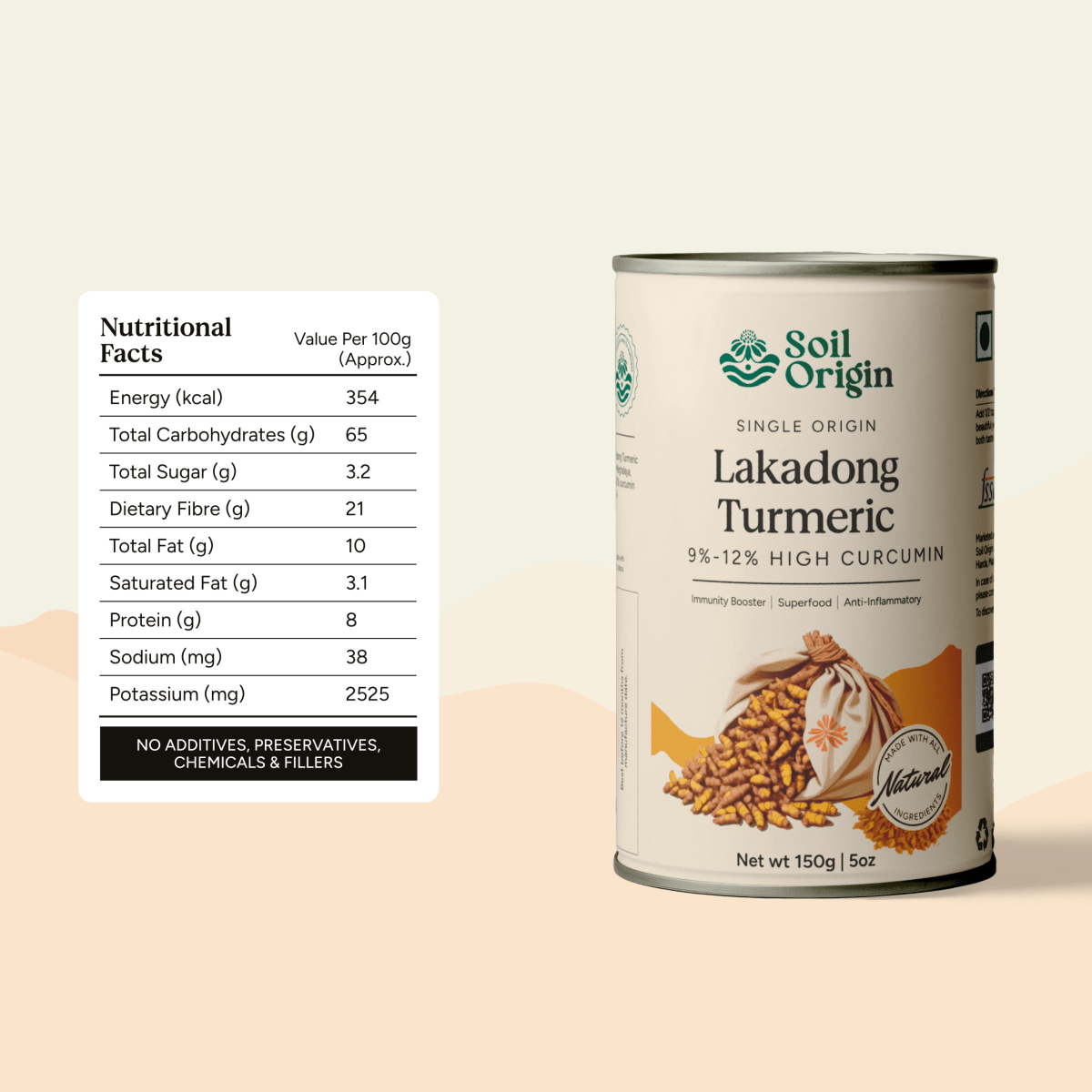Lakadong Turmeric Powder | High Curcumin | 150g | Verified Sustainable by Brown Living™