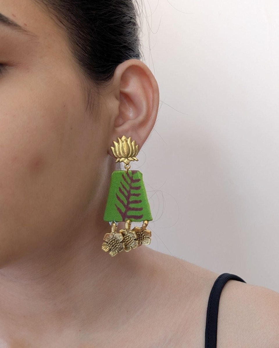 Light Green Nature Inspired Earrings – Womens earrings by The serene by Rainvas available on Brown Living™. . SKU: RVS - SER - EAR - 125. Img 5.