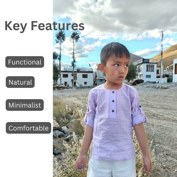 Light Purple Sleek Sleeve Button - Down Sleeve Shirt - Boys – Kids Shirts on Brown Living™. SKU: SCBFS(Pu) - 01. Img 4.