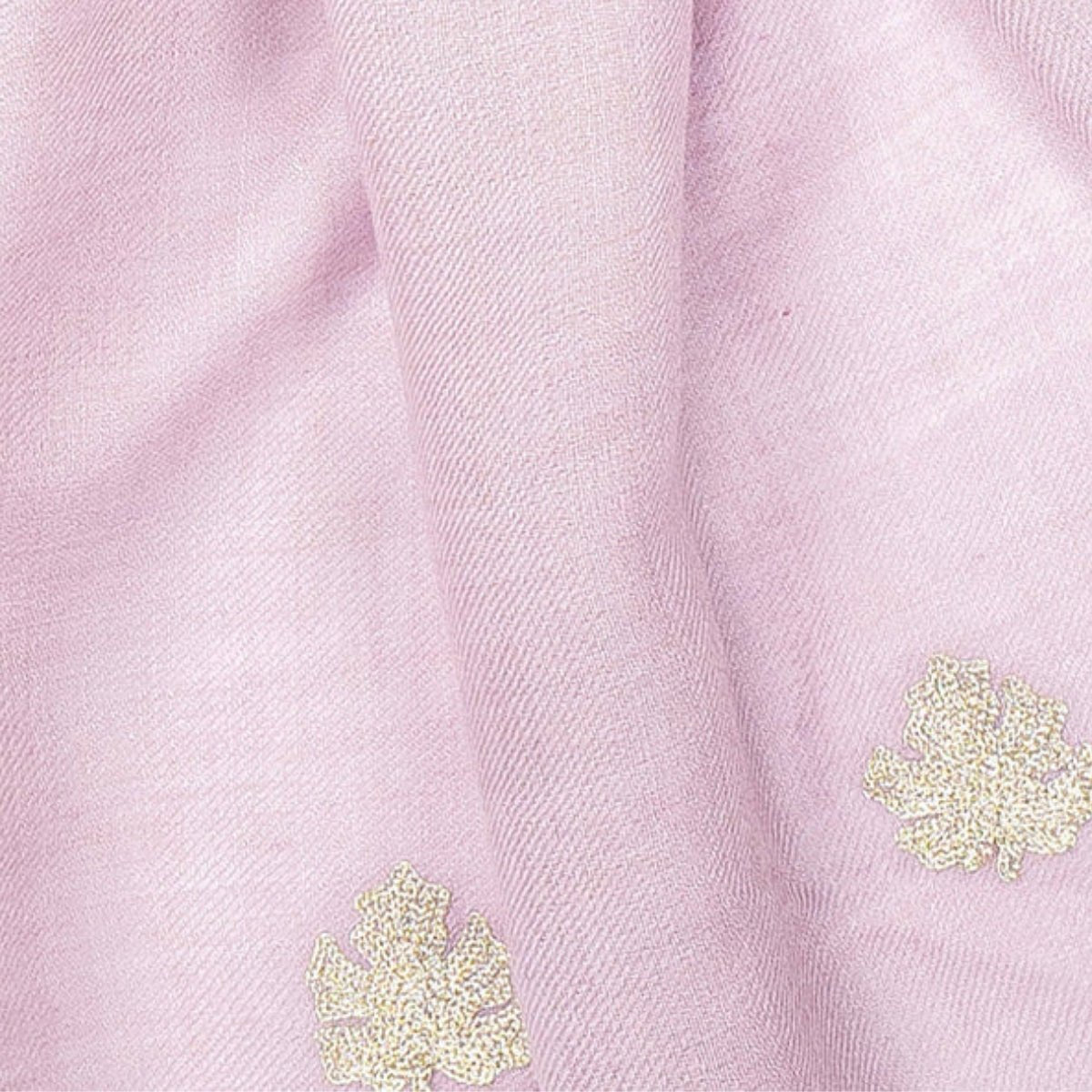 Lilac Pure Pashmina Embroidered Scarf - Chinar Patta | Verified Sustainable by Brown Living™