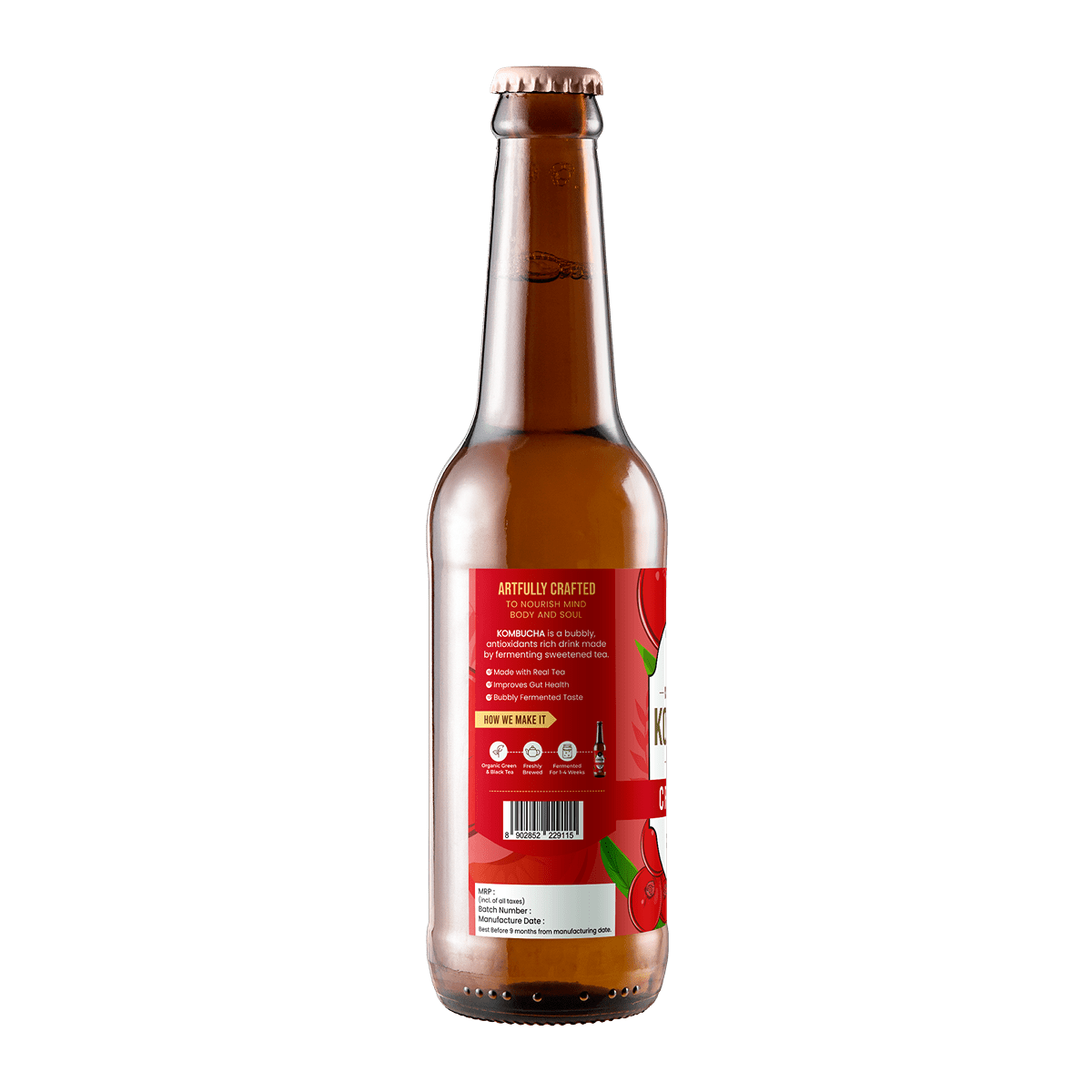 Low Sugar Cranberry Kombucha - 330ml | Verified Sustainable by Brown Living™