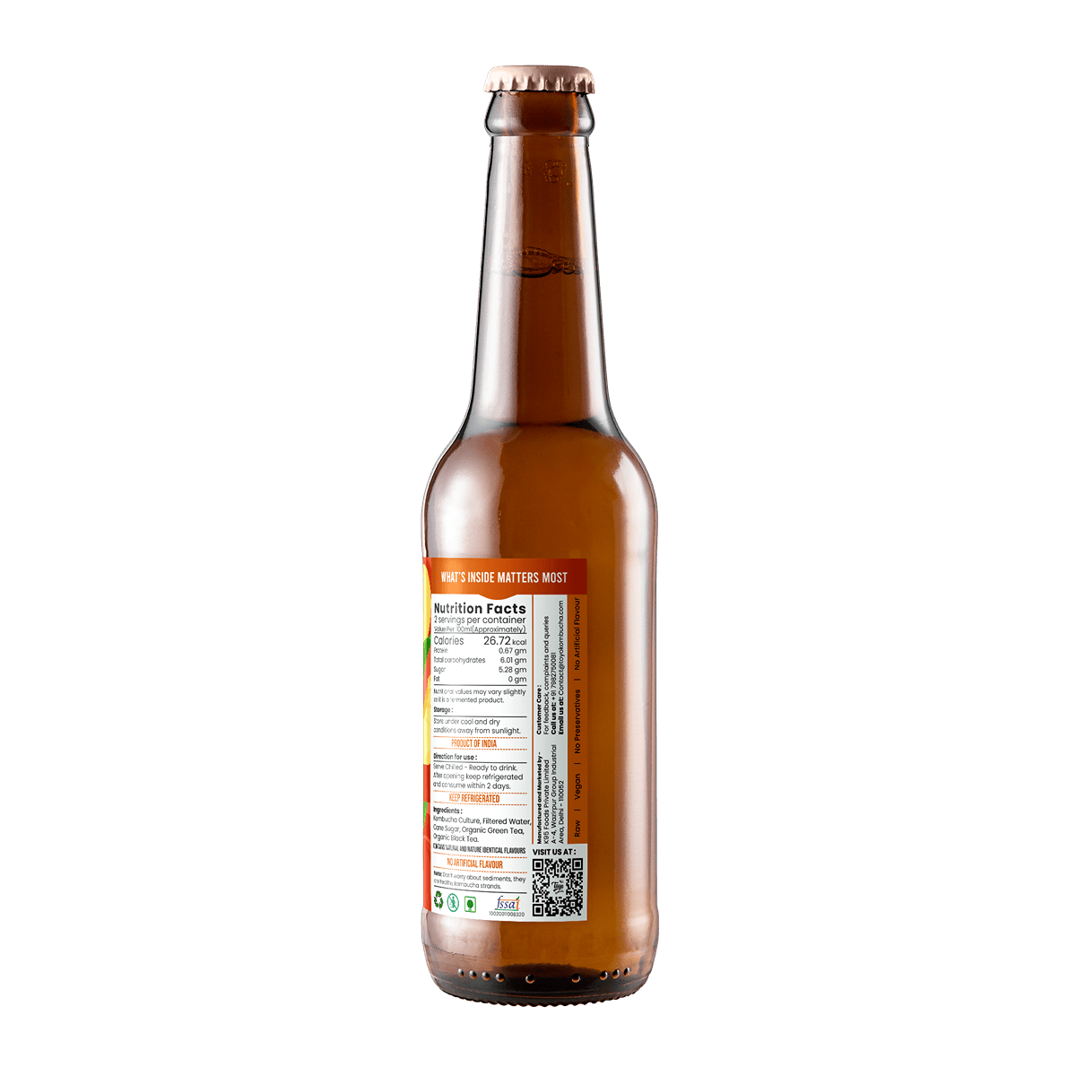 Low Sugar Exotic Peach Kombucha - 330ml | Verified Sustainable by Brown Living™