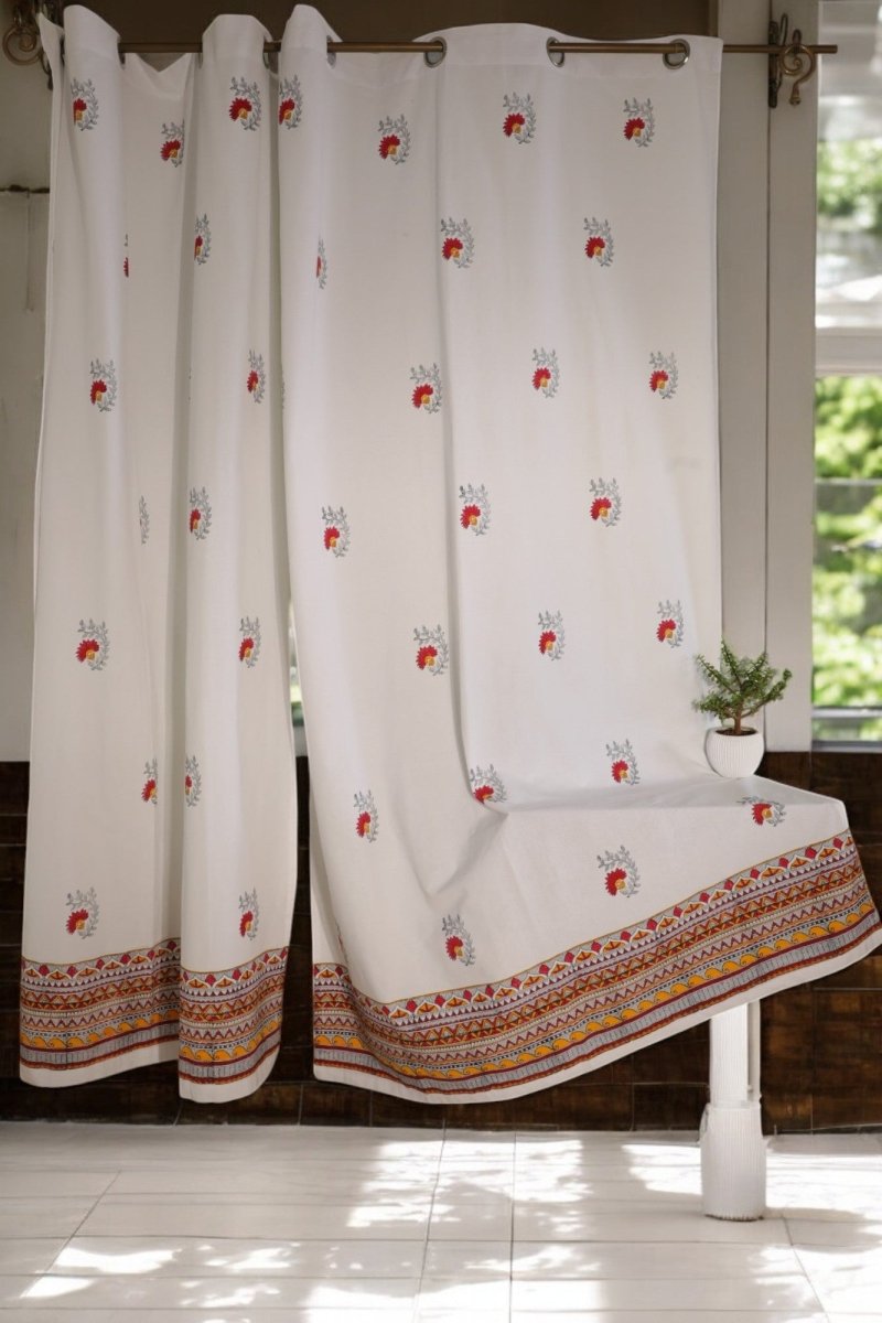 Madhubani Cotton Door Curtain 7x 4 ft (Set of 2) | Verified Sustainable by Brown Living™